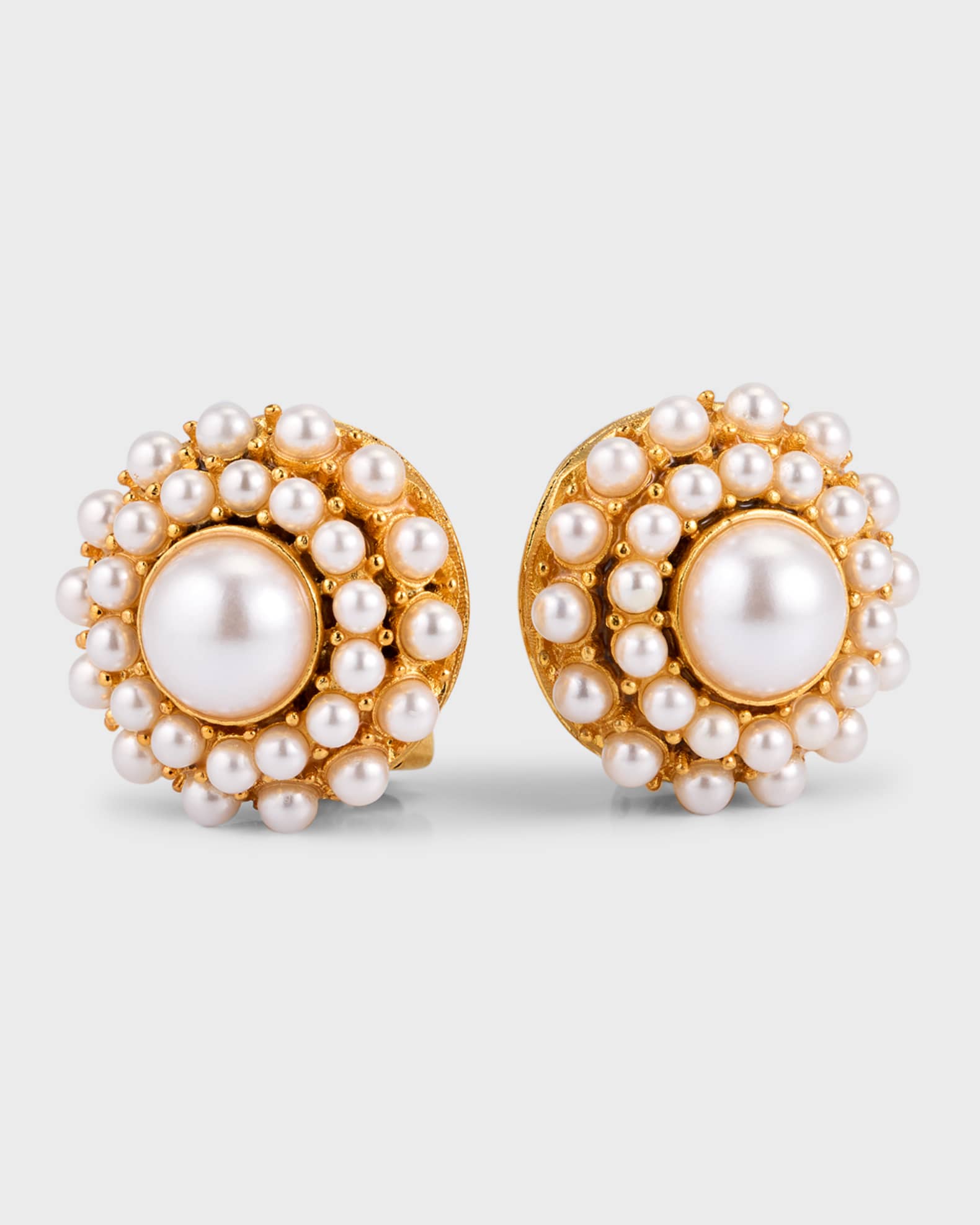 Jay Lane Glass Pearl Cluster ClipOn Earrings Neiman Marcus