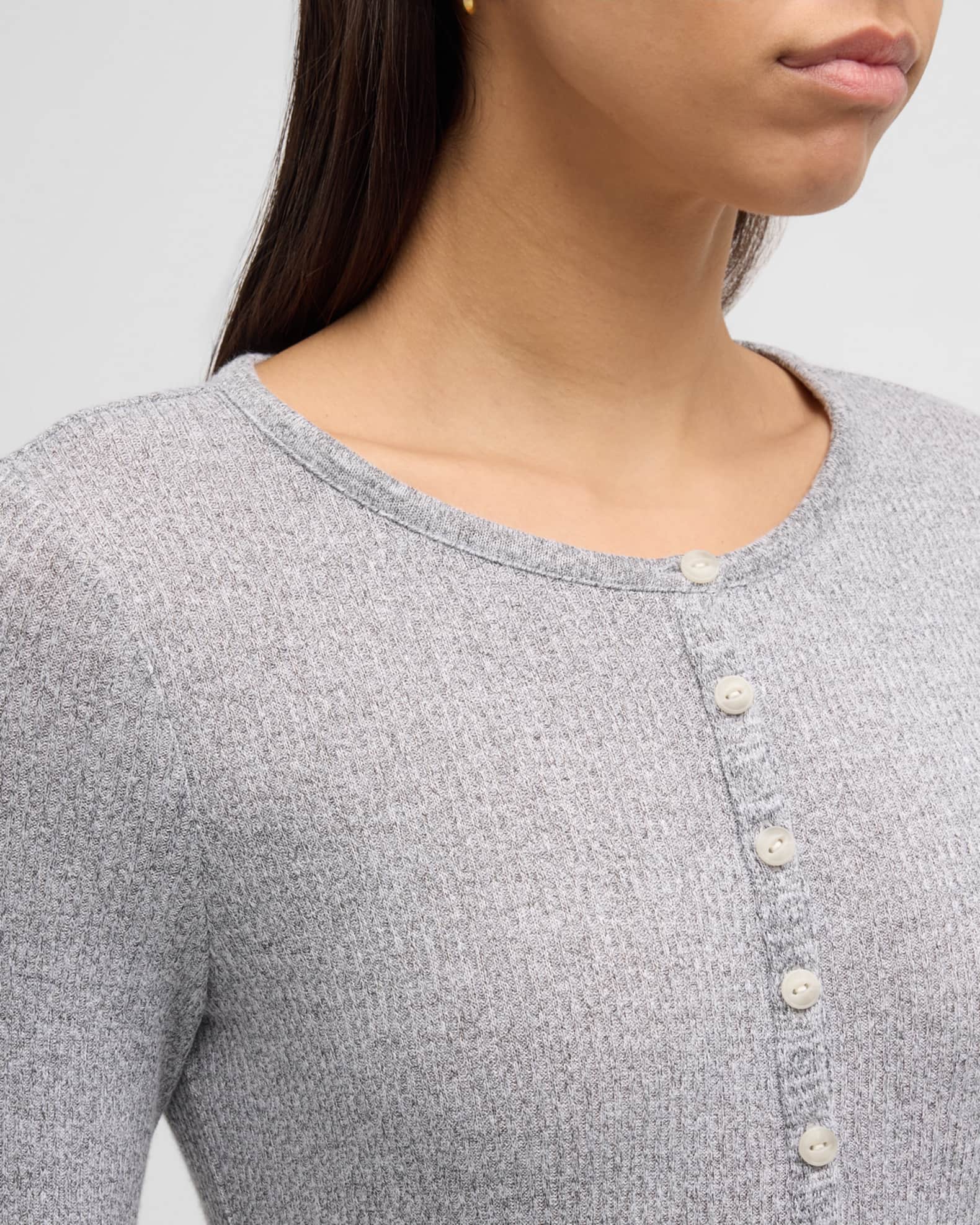 RIB HENLEY TOP / MILK main image 1