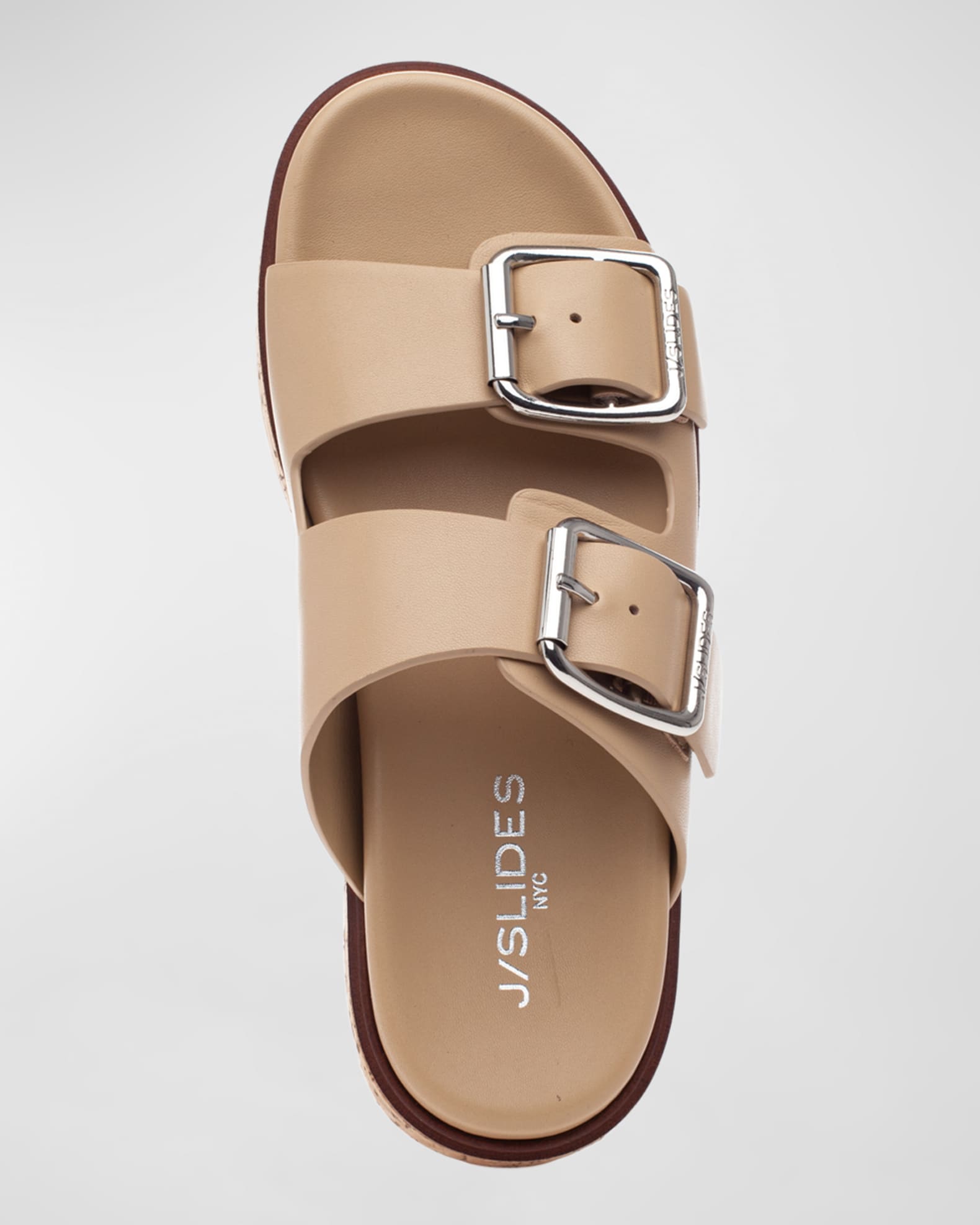 JSlides Belinda DoubleBuckle Leather Slide Sandals Neiman Marcus