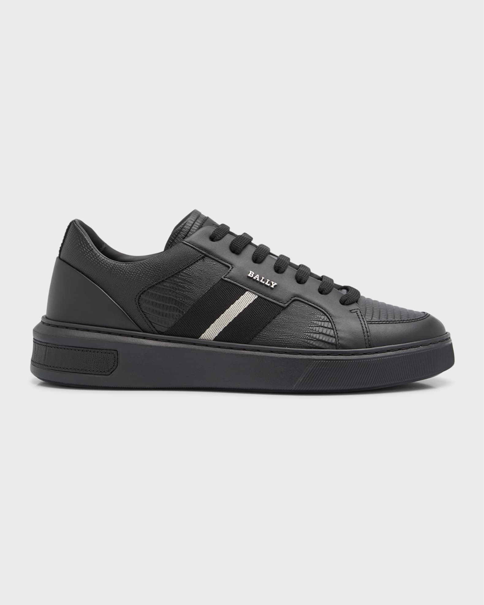 Bally Men's Moony Lizard-Embossed Leather Low-Top Sneakers