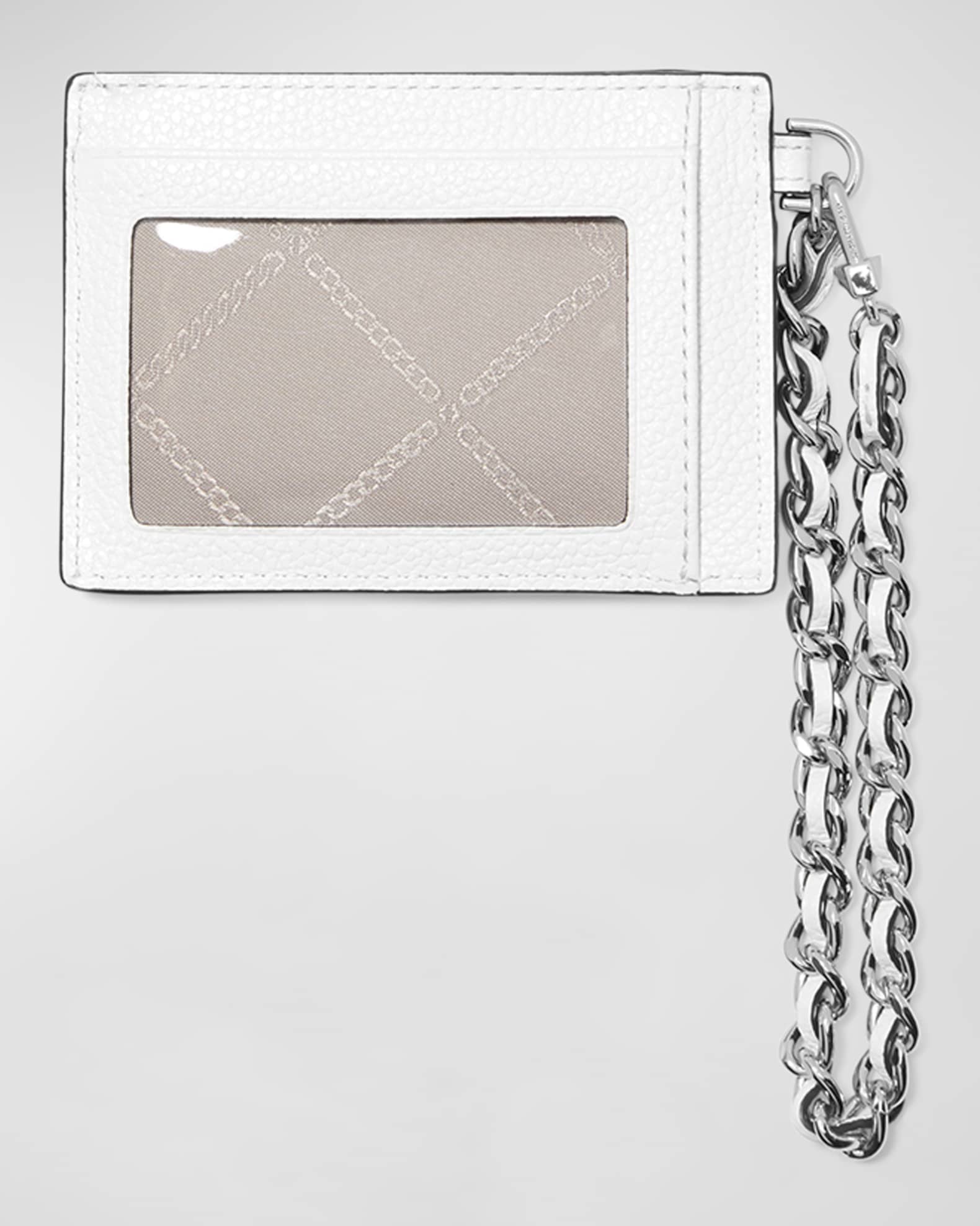 NWT Michael Kors Jet Set Leather Chain Wallet ID Card Case Small Sangria  Red $98