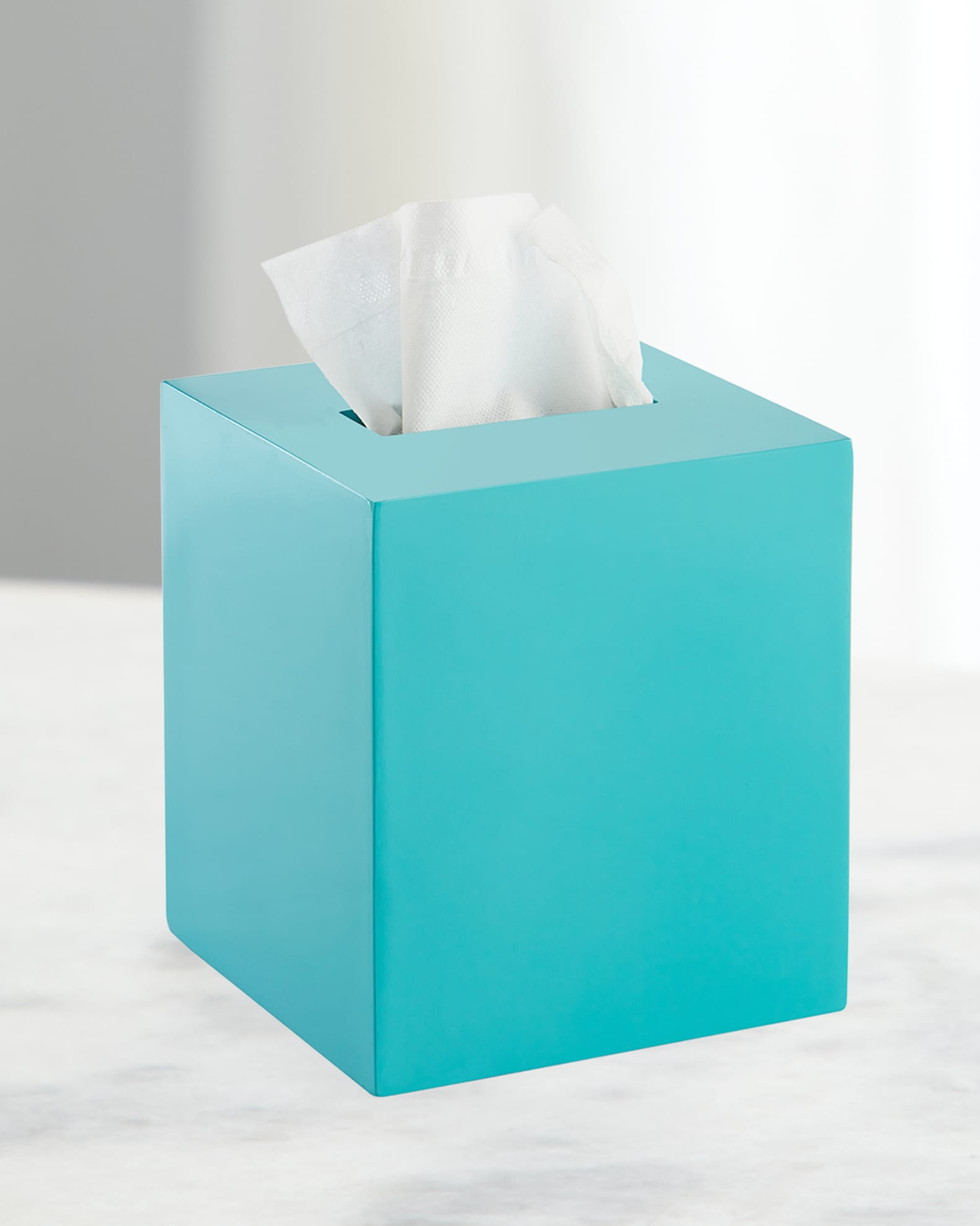 Turquoise tissue box store