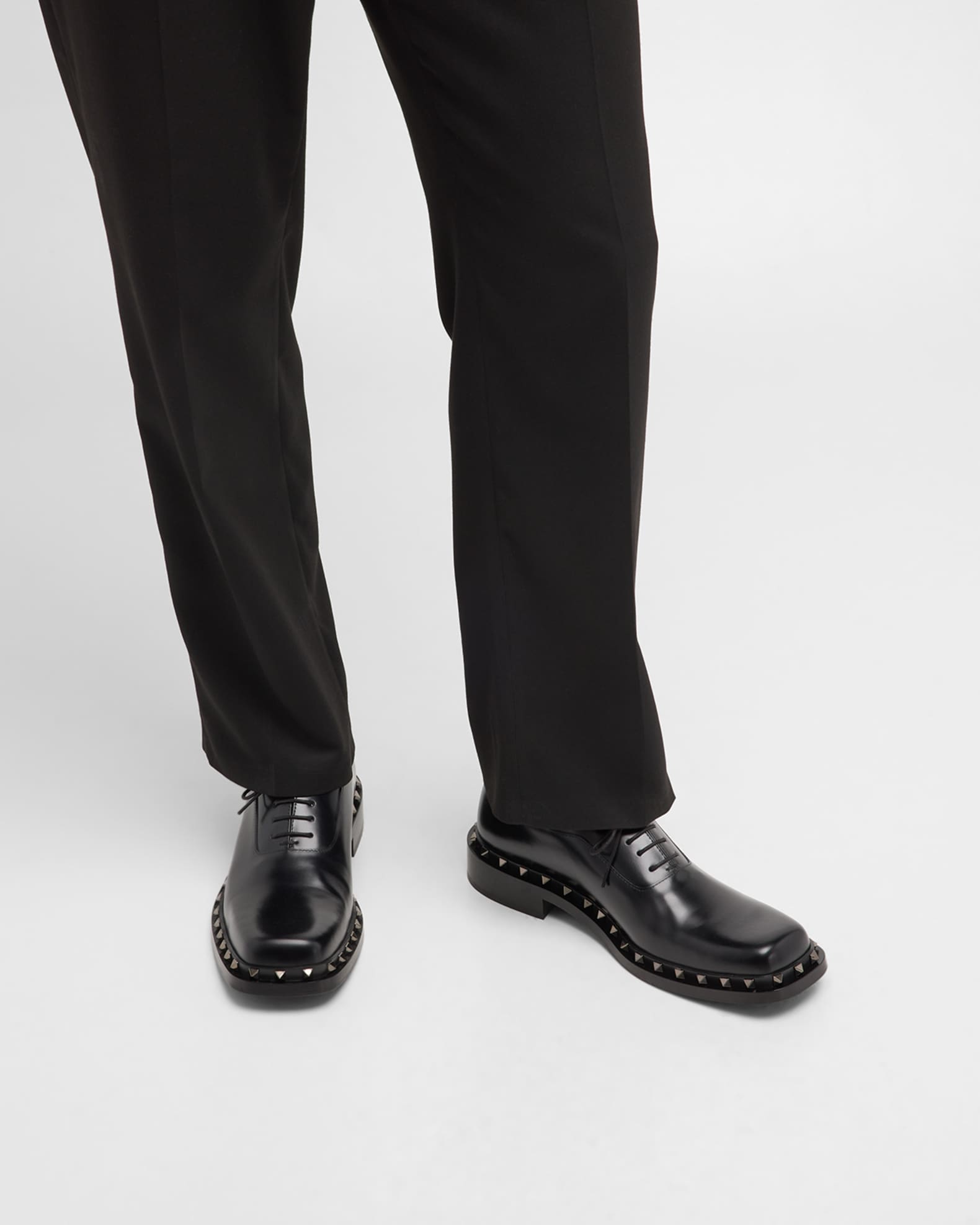 Valentino Garavani Men's Rockstud Leather Derby Shoes | Neiman Marcus