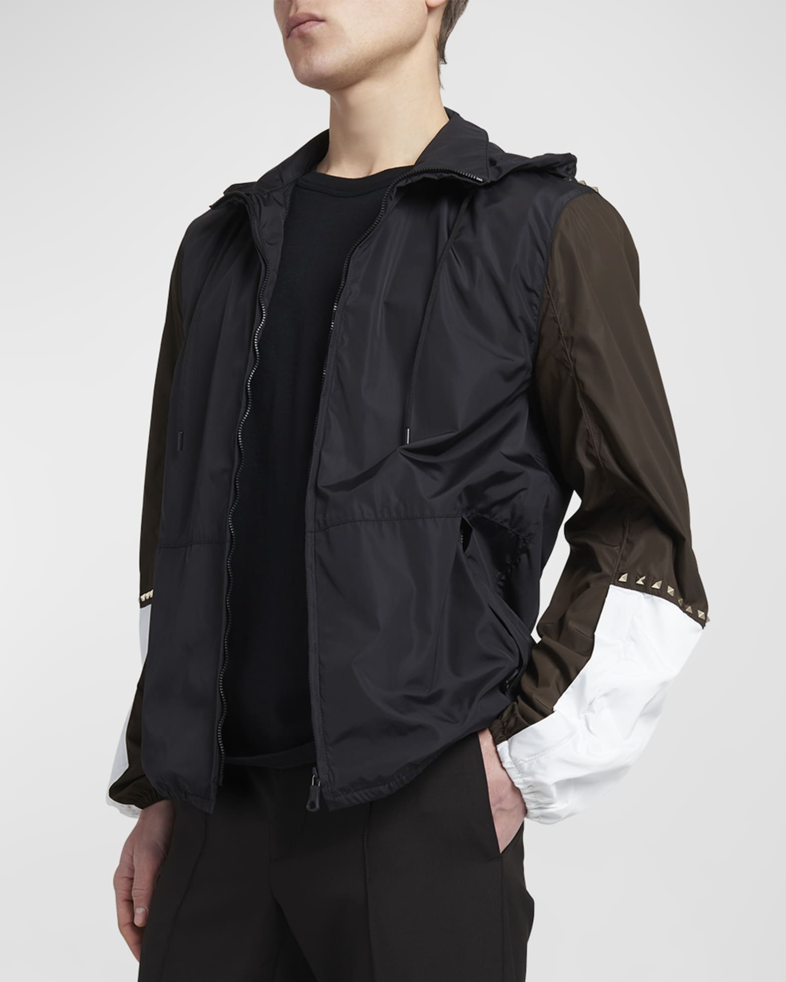 Valentino Garavani Men's Rockstud Colorblock Wind-Resistant Jacket ...