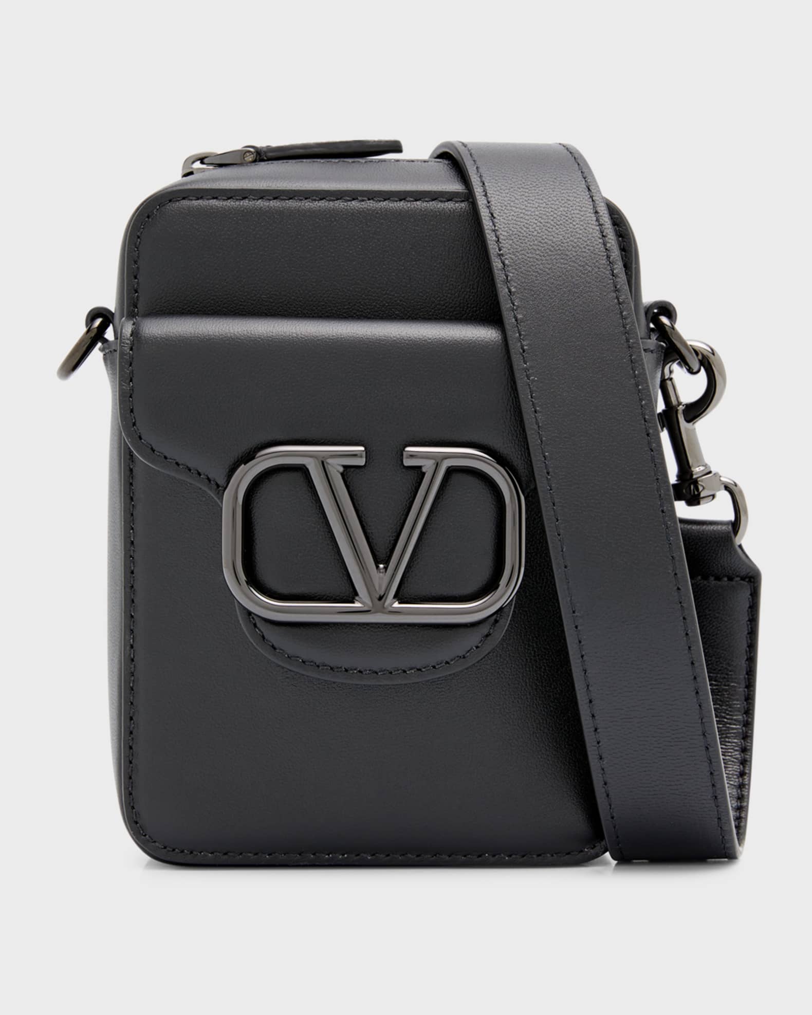 Valentino Garavani Men's VLogo Leather Crossbody Bag Neiman Marcus