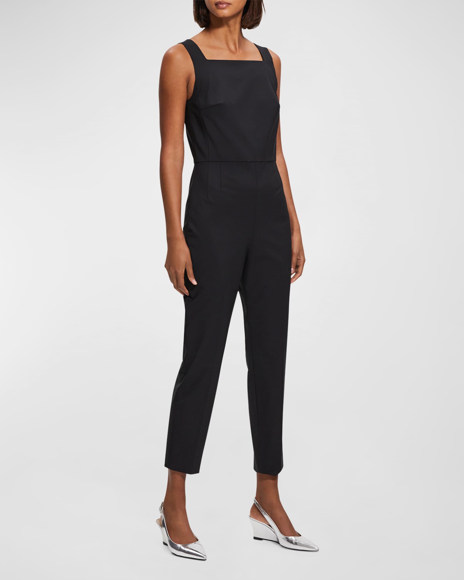 Theory Sleeveless FittedBodice SquareNeck Jumpsuit Neiman Marcus