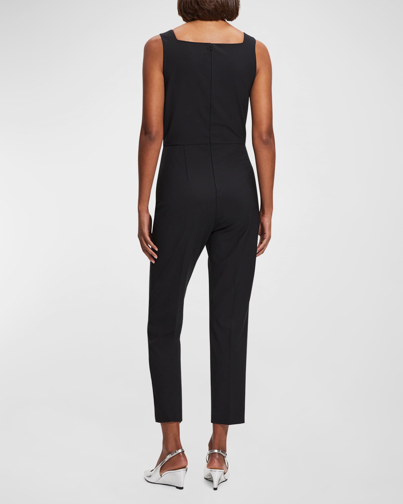 Theory Sleeveless FittedBodice SquareNeck Jumpsuit Neiman Marcus