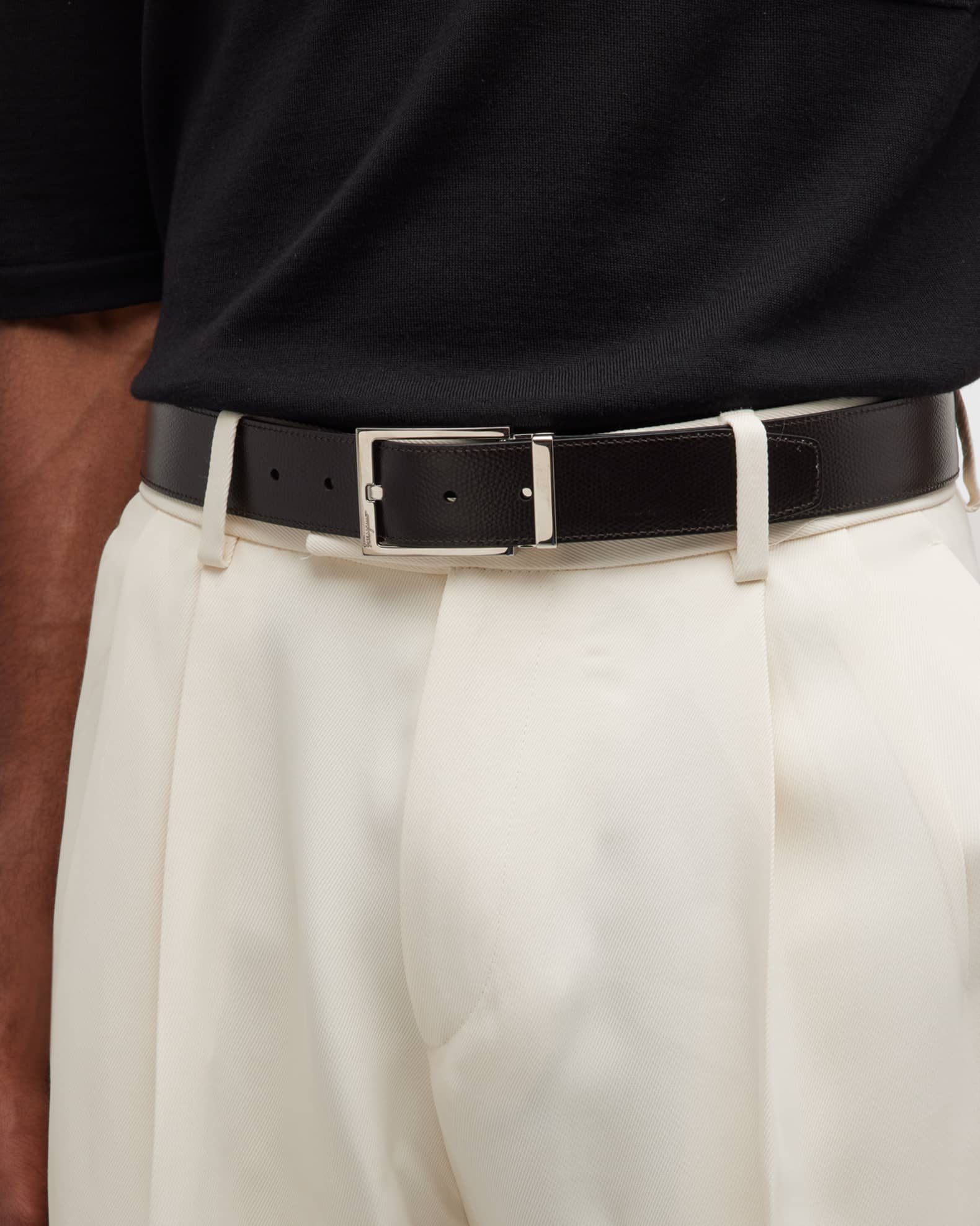 Ferragamo Men's Double Adjustable Leather Belt | Neiman Marcus