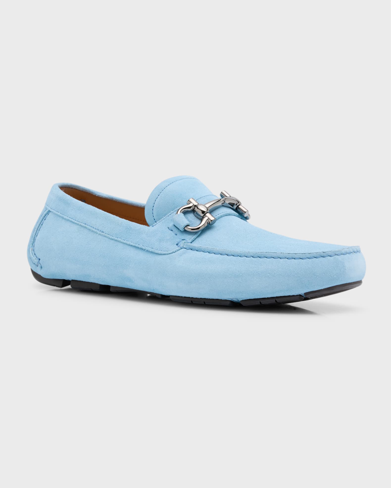 Ferragamo blue suede loafers clearance