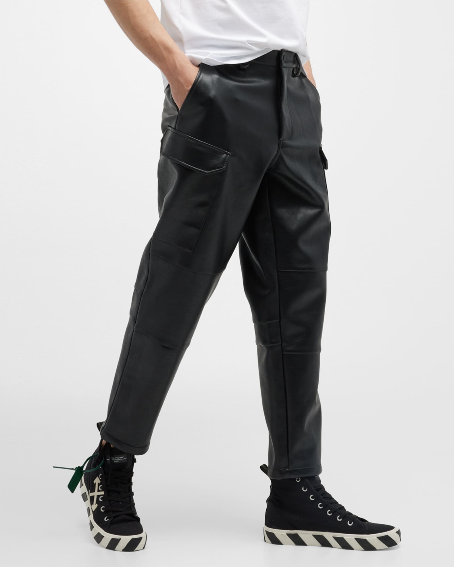 Stampd Men's FauxLeather Cargo Pants Neiman Marcus