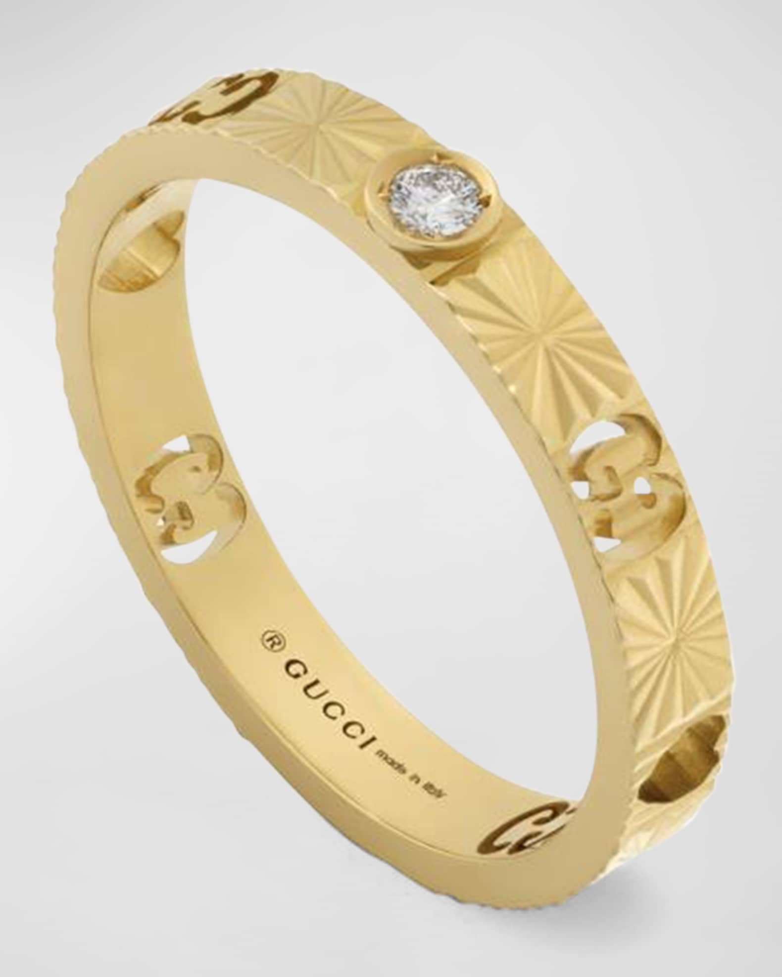 Gucci 18k Yellow Gold Icon Diamond Heart Ring Neiman Marcus