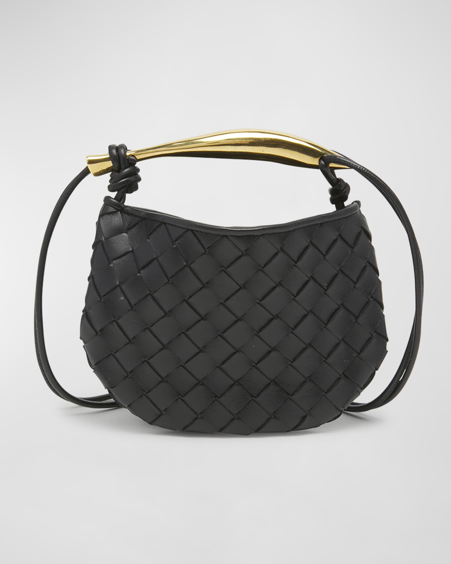 Black Sardine mini Intrecciato-leather cross-body bag, Bottega Veneta