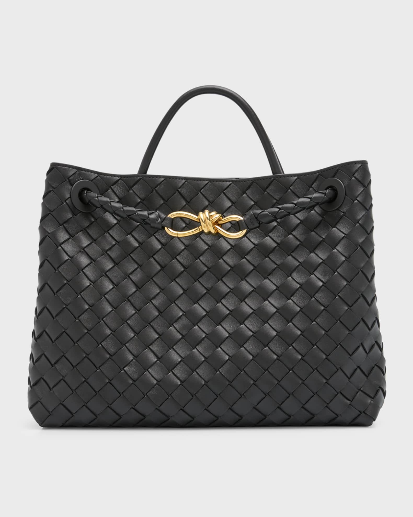 Bottega Veneta Andiamo Medium Intreccio Top-Handle Bag | Neiman Marcus