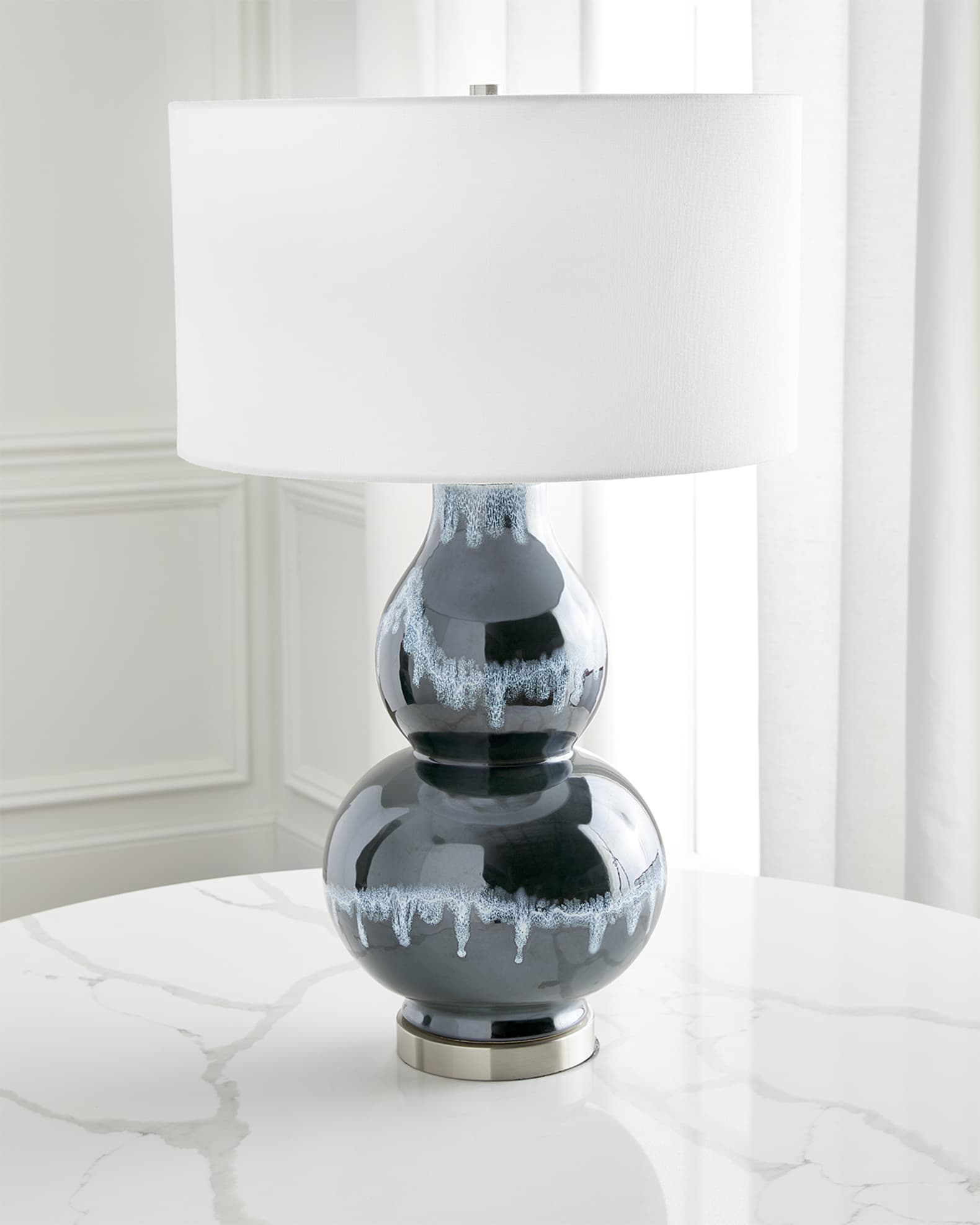 JohnRichard Collection Navy Blue Rain Ceramic Table Lamp Neiman Marcus