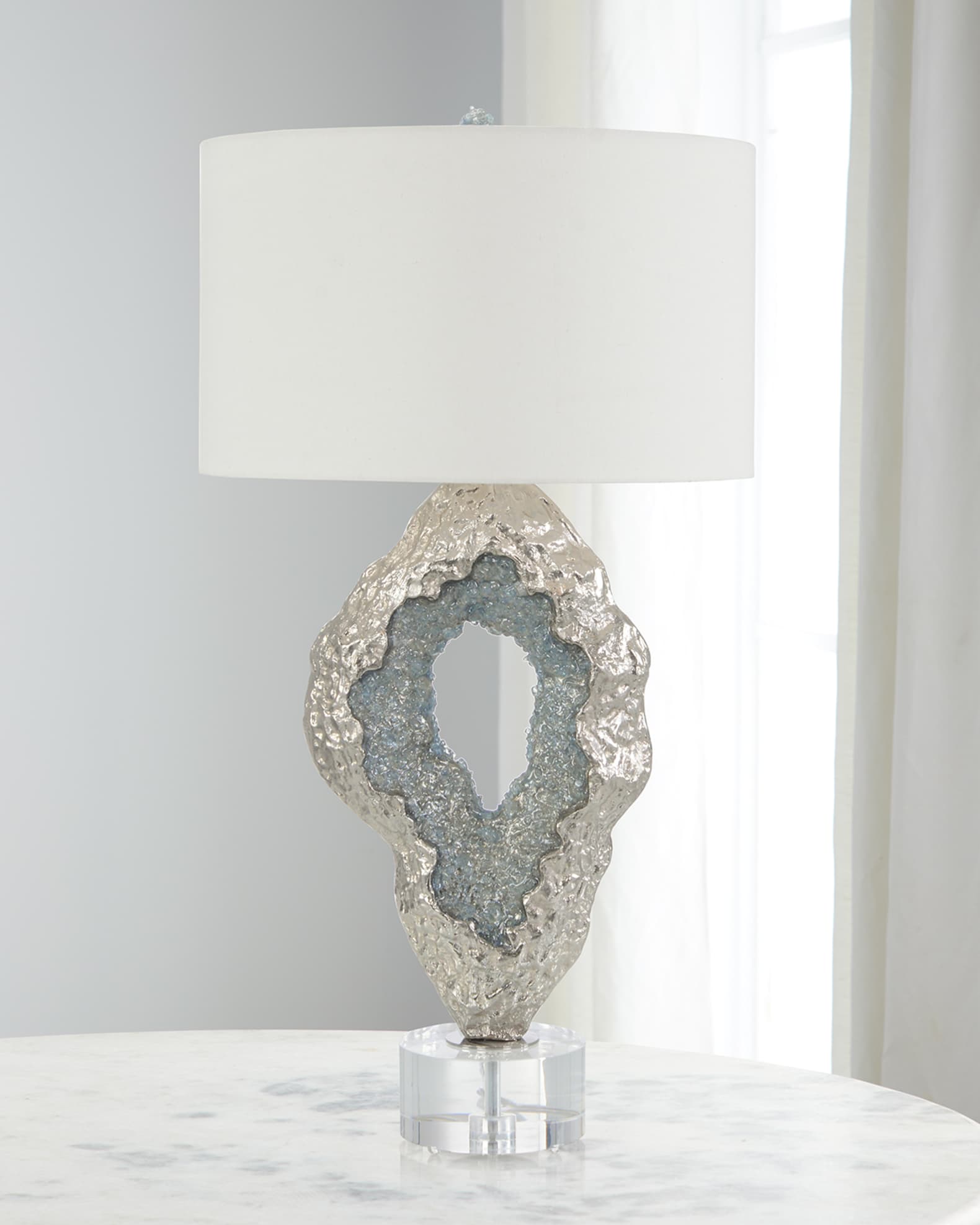 Silver nickel diamante table lamp sales