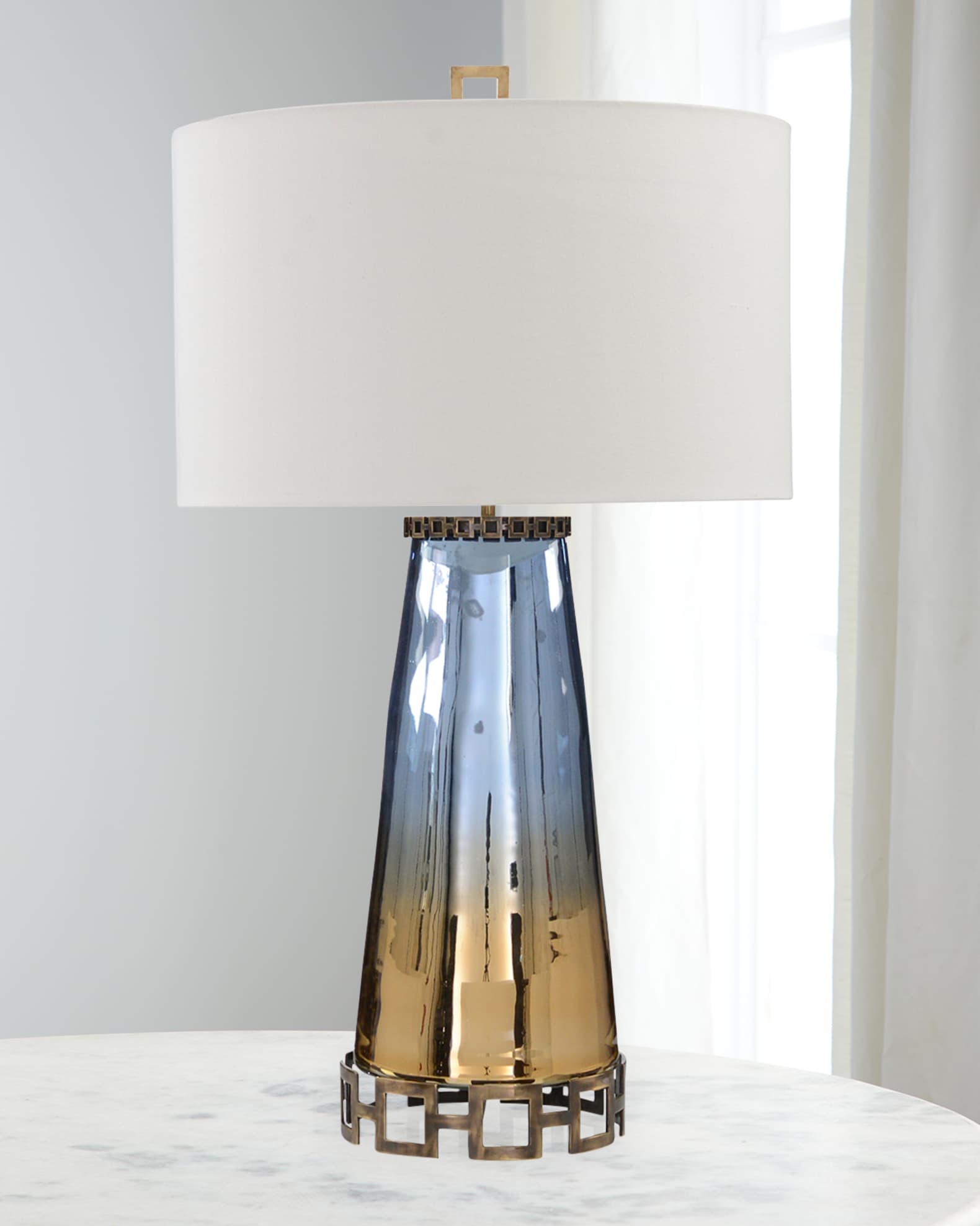 Sapphire Blue & Cognac Glass Table Lamp 0