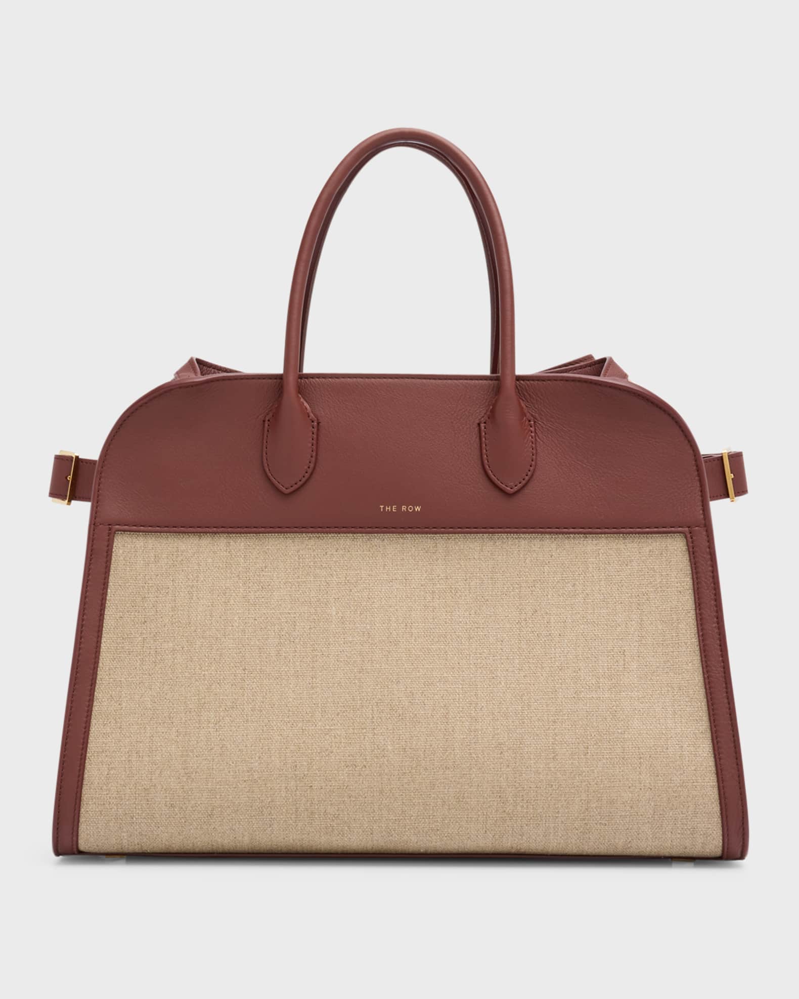 THE ROW Margaux 15 Top-Handle Bag in Canvas and Leather | Neiman Marcus