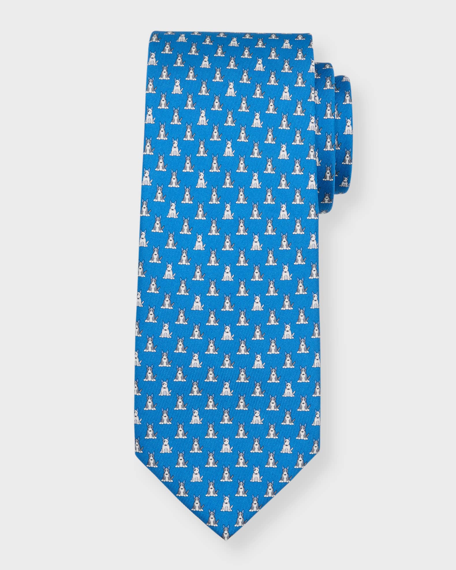 Ferragamo Men s Terrier Print Silk Tie Neiman Marcus