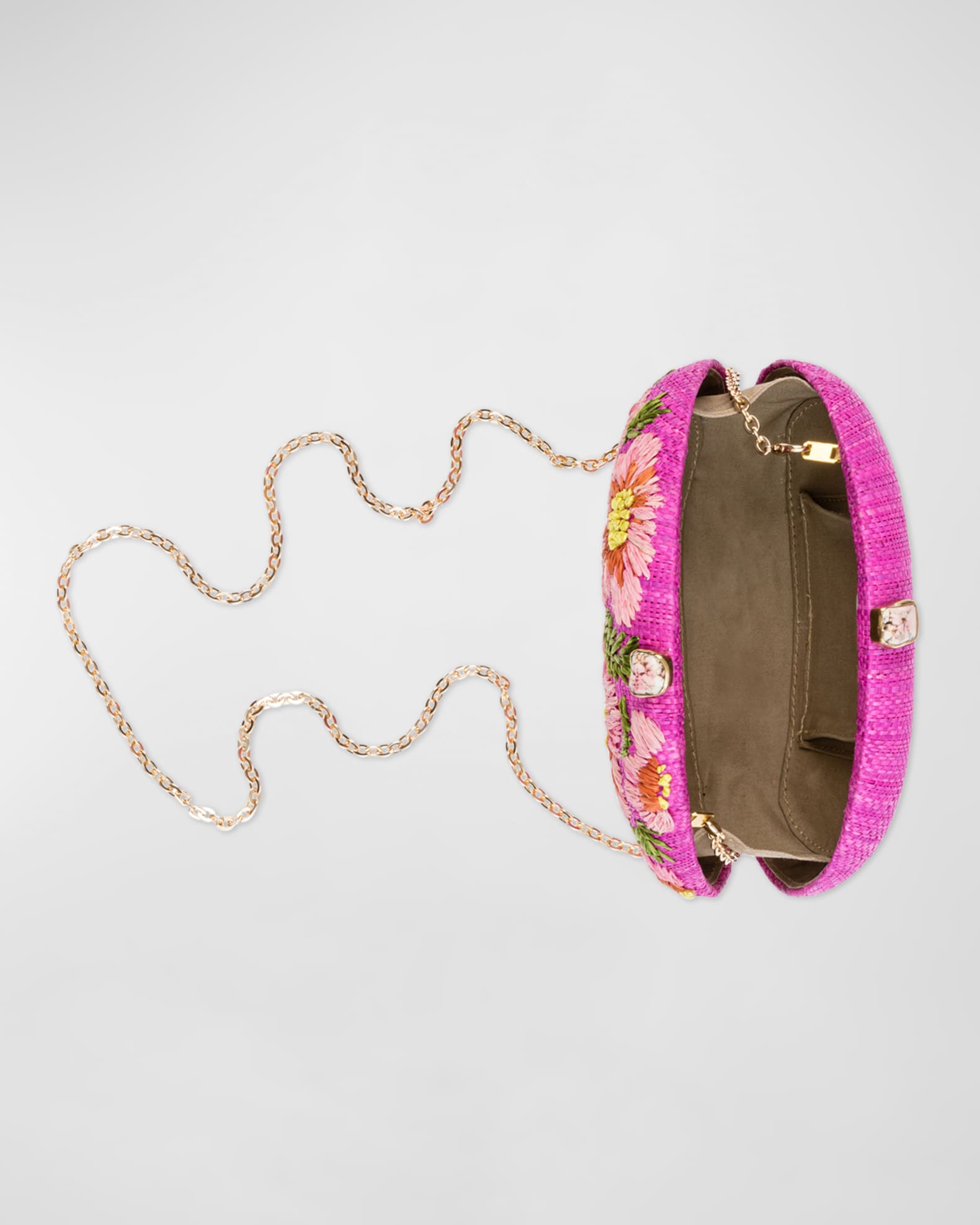 Rafe Berna FlowerEmbroidered Straw Clutch Bag Neiman Marcus