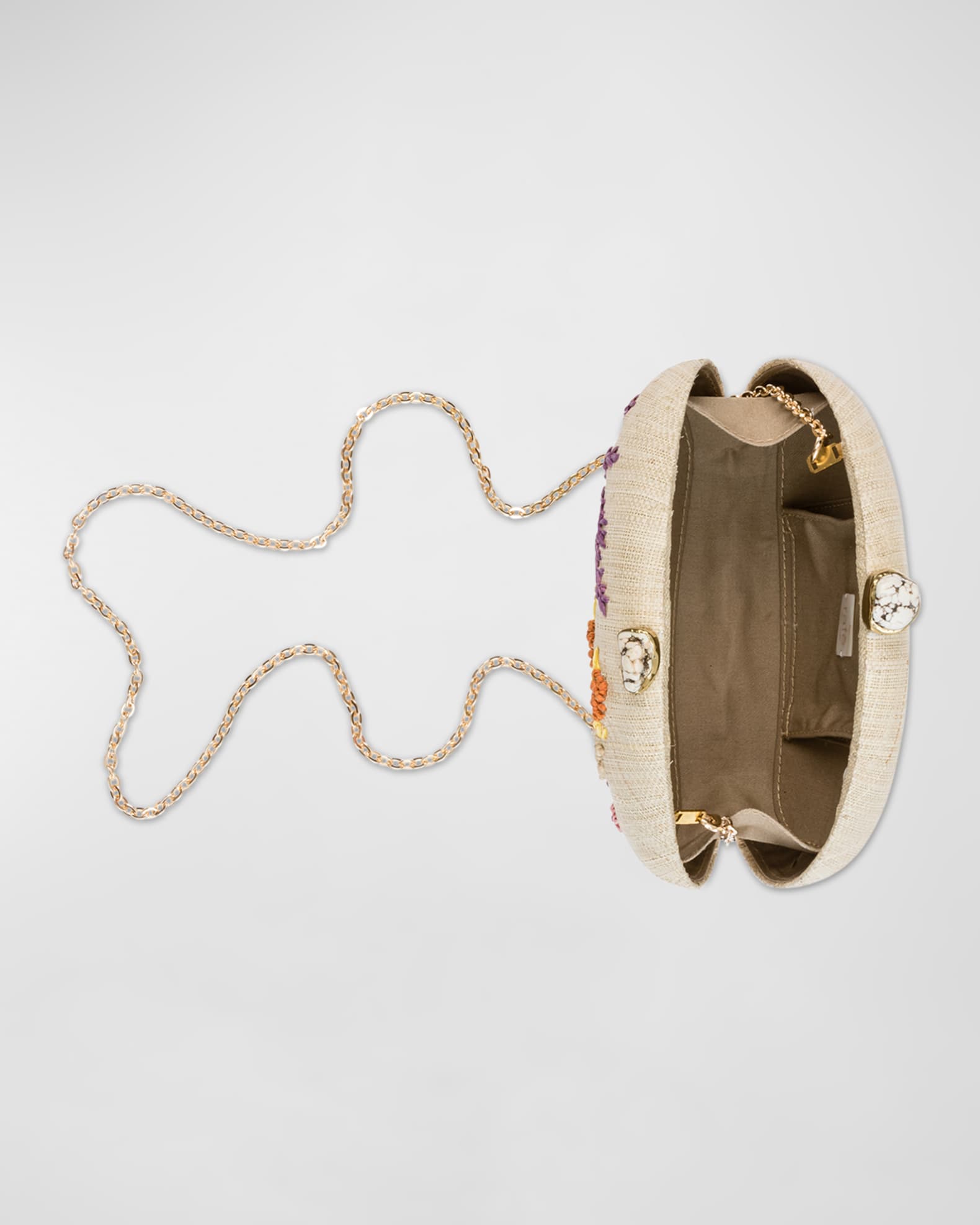 Rafe Berna FlowerEmbroidered Straw Clutch Bag Neiman Marcus