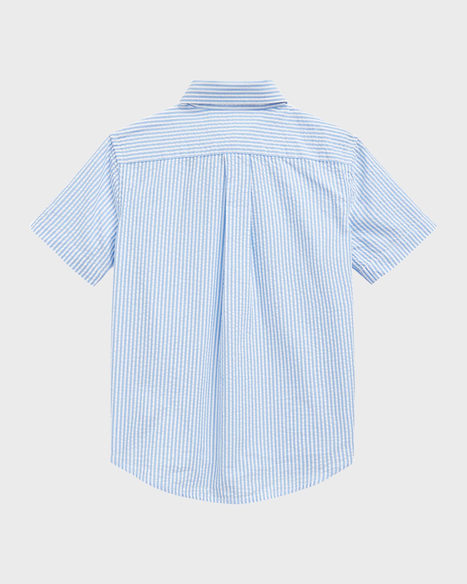 Boy's Striped Seersucker Short-Sleeve Shirt, Size 5-7 1