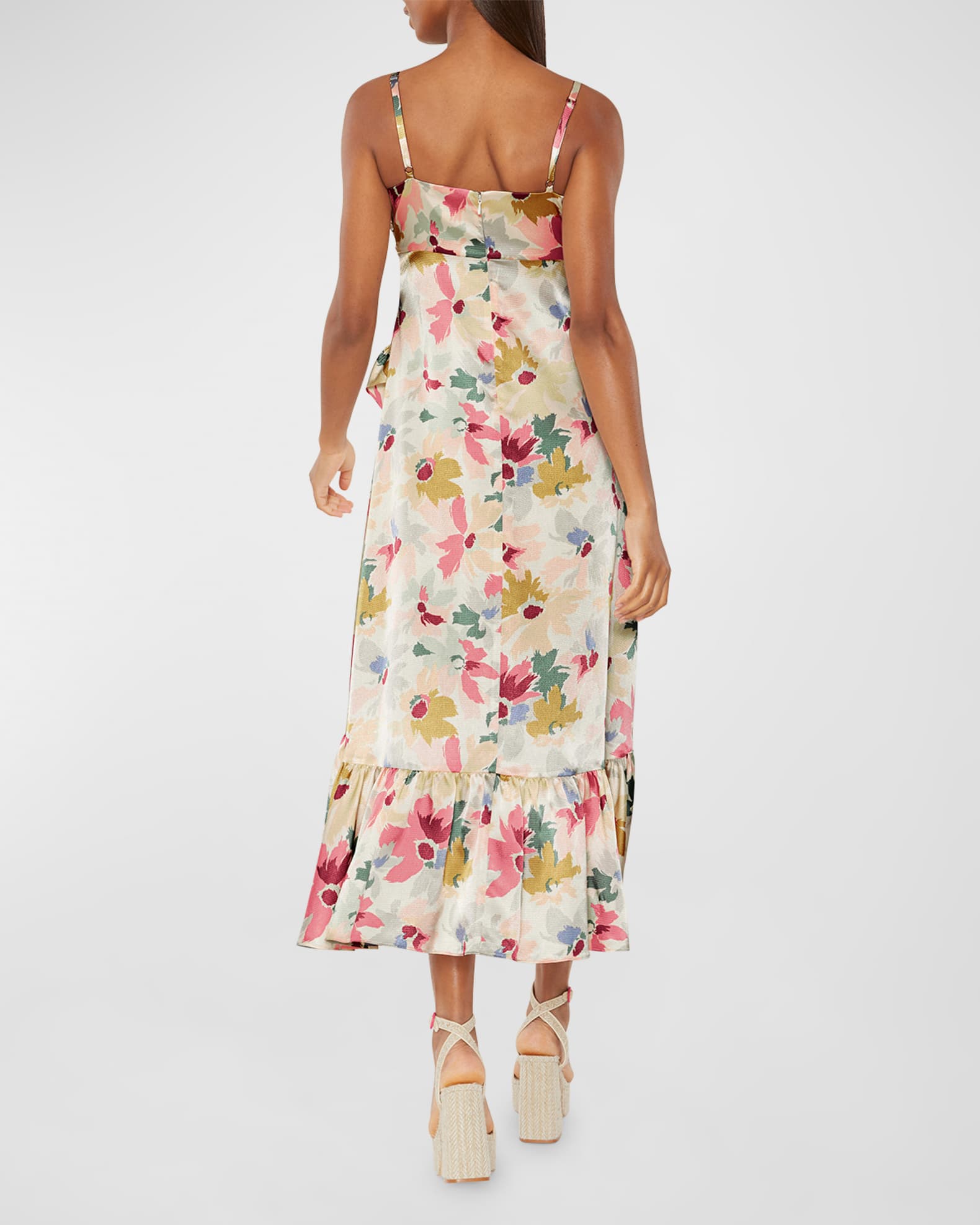Likely Calista Floral Tie-Front Midi Dress | Neiman Marcus