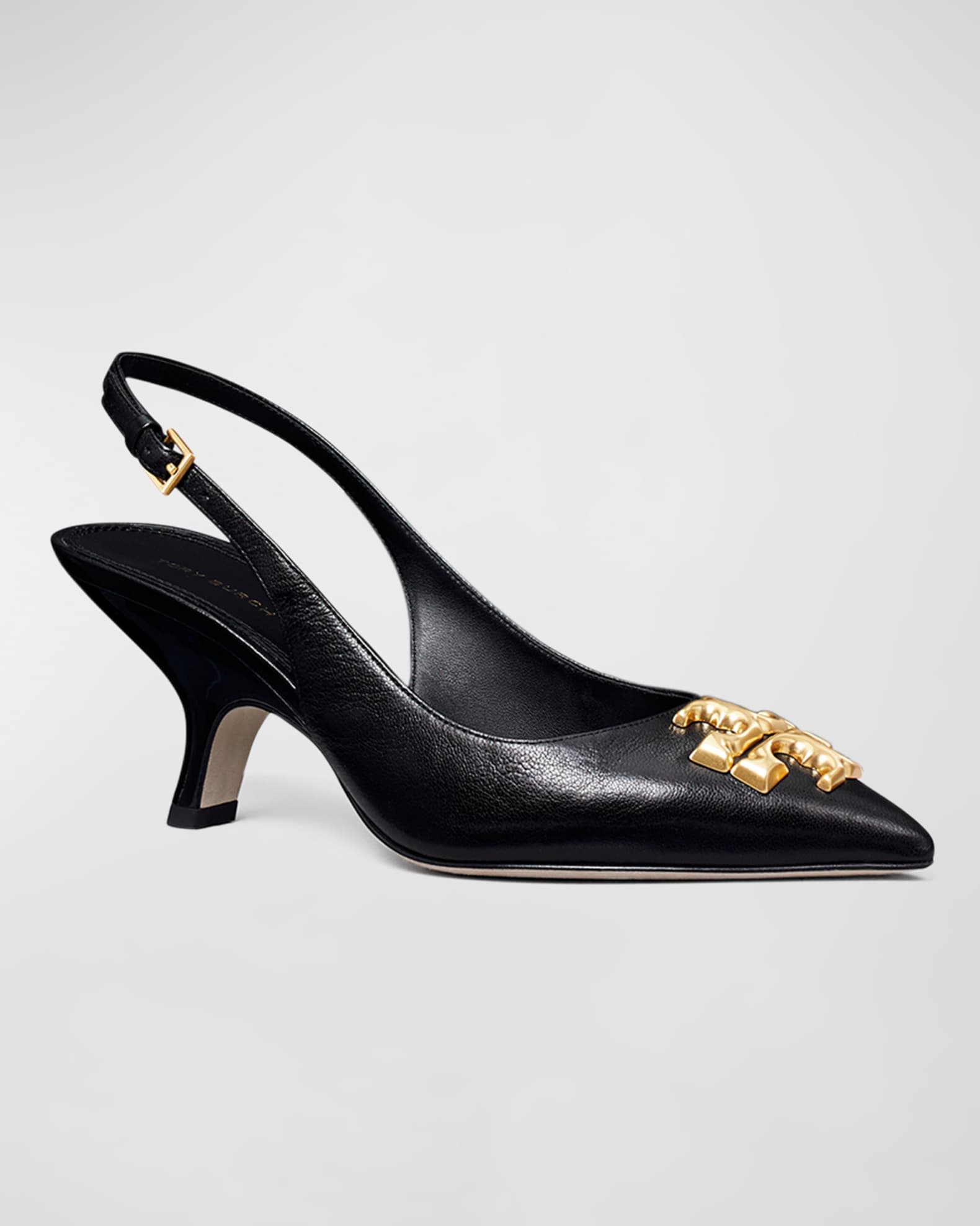 Tory Burch Eleanor Sling-Back Leather Kitten Heels | Neiman Marcus