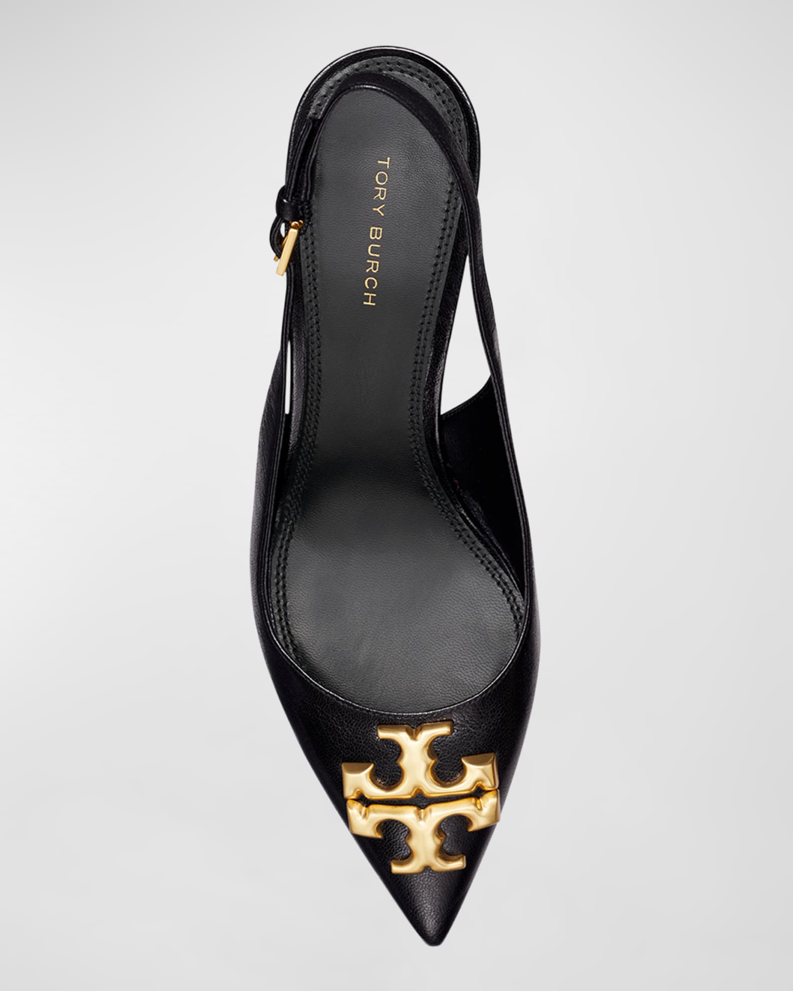 Tory Burch Eleanor Sling-Back Leather Kitten Heels | Neiman Marcus