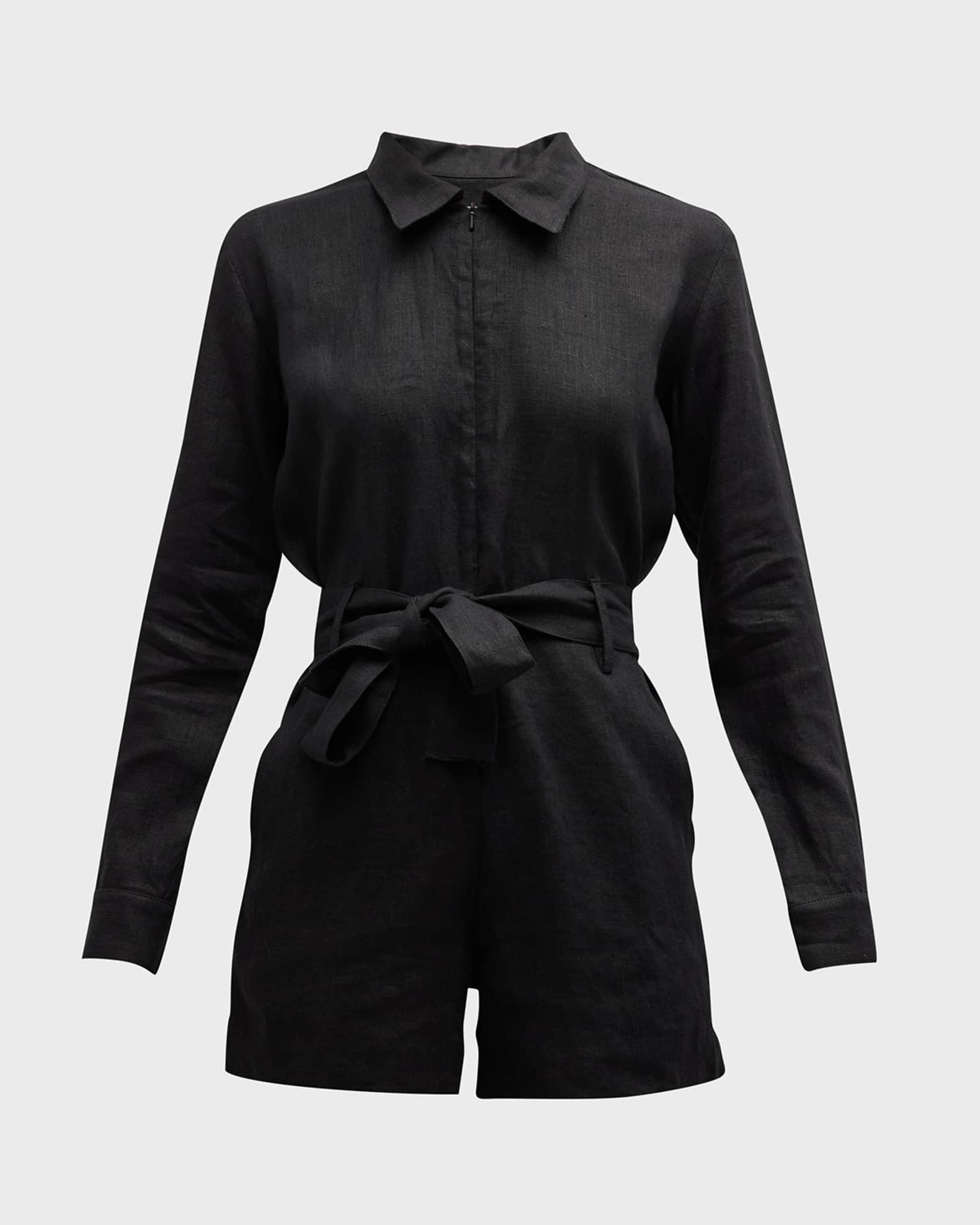 Rivet Utility Trendsetter Belted Linen Romper Neiman Marcus