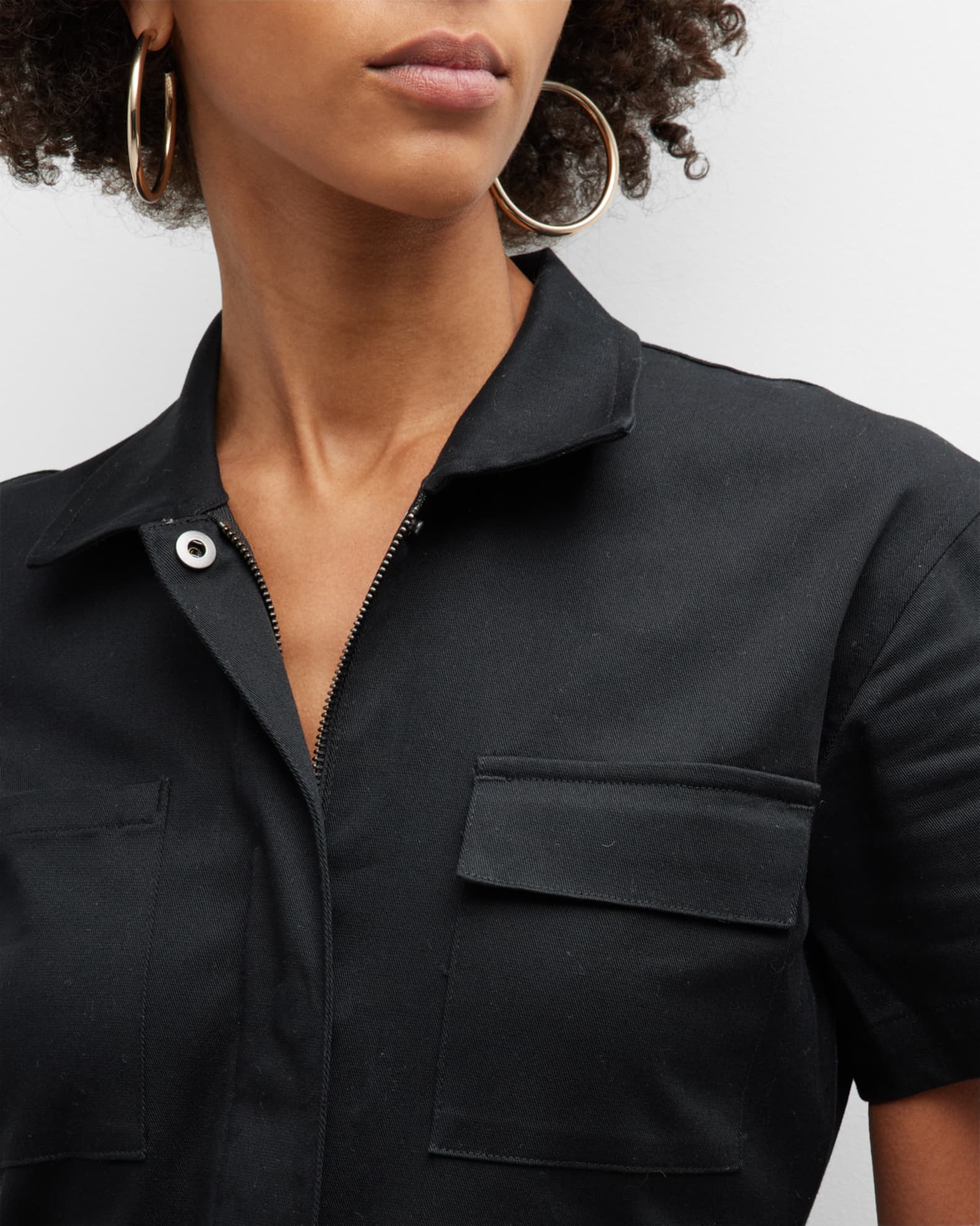 Rivet Utility Worker Stretch ShortSleeve Jumpsuit Neiman Marcus