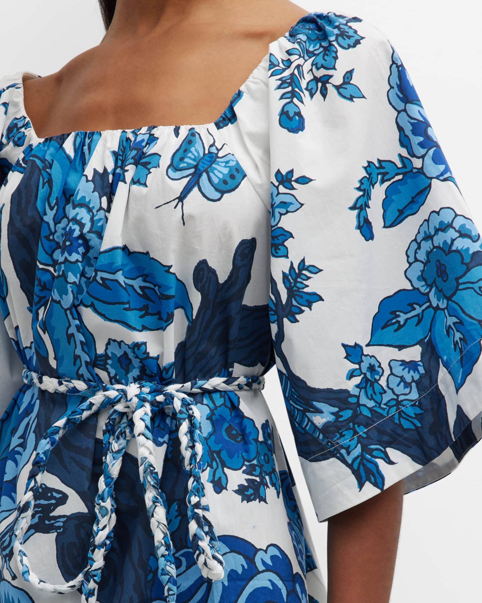 Piper Floral Midi Dress, Ecru/Black
