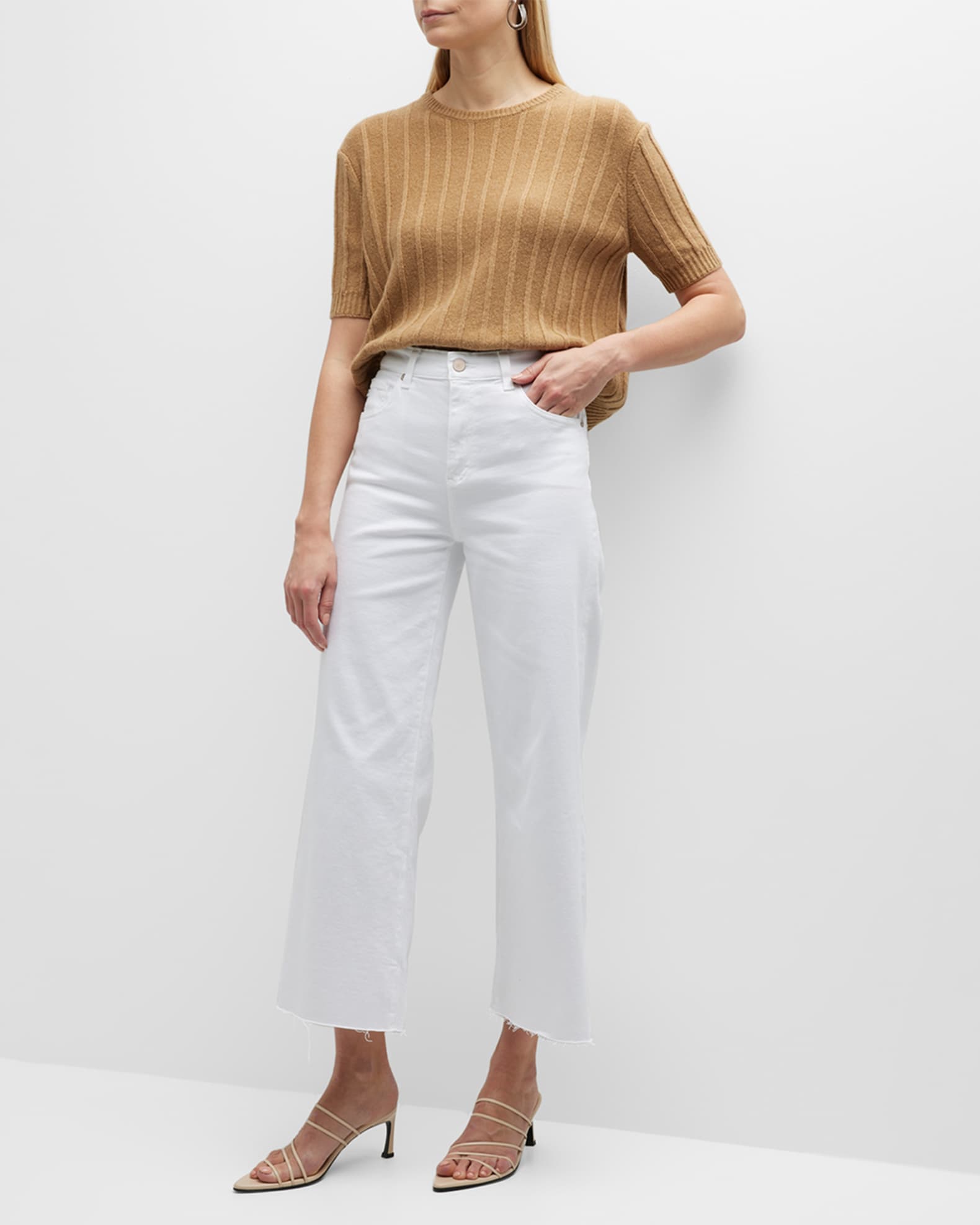 Saige High Rise Wide-Leg Crop Jeans  1