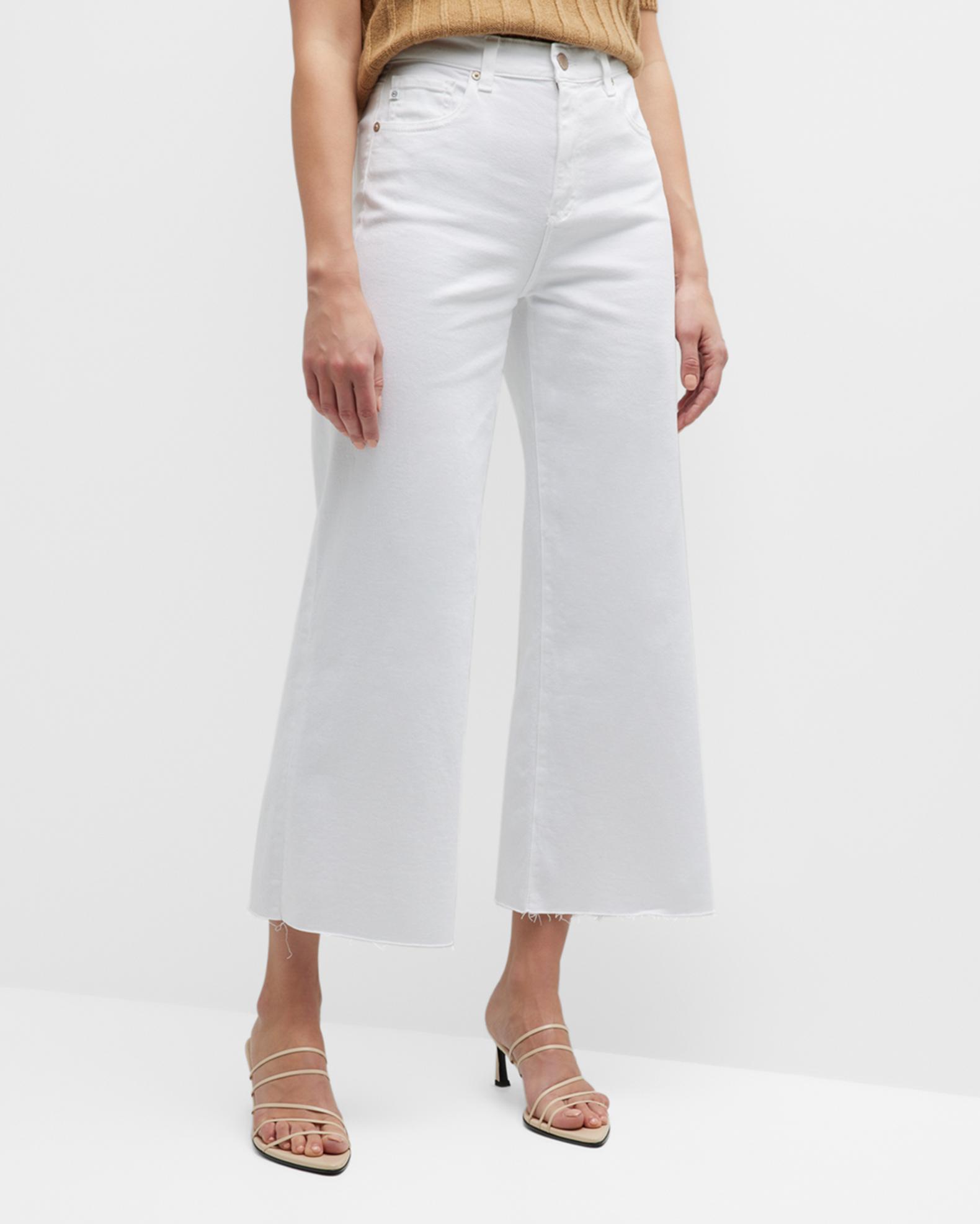thumbnail image 2 of AG Jeans Women's Saige Wide Leg Jean - Mid Rise Wide Leg Crop In White Oat 2 of 13