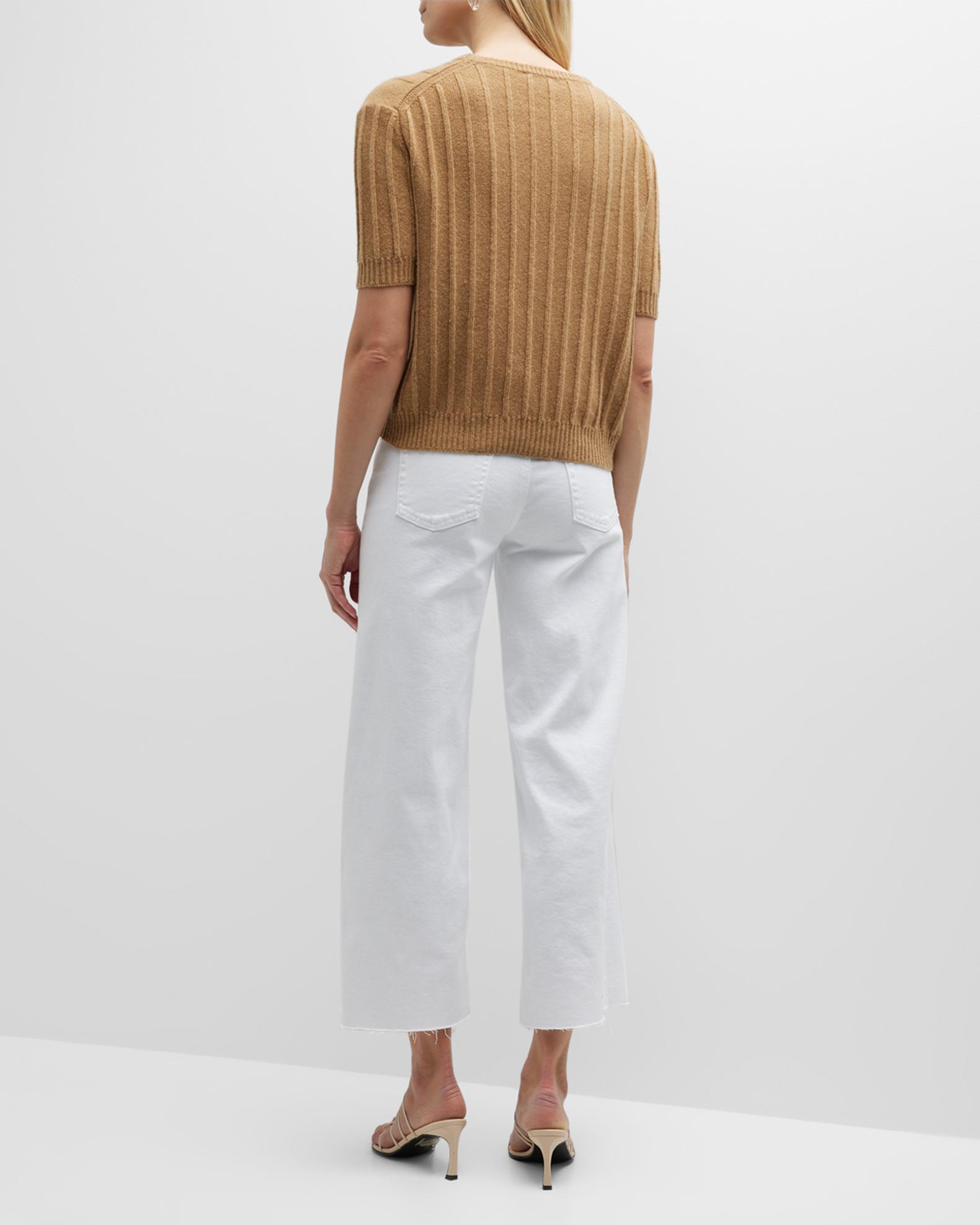 thumbnail image 2 of AG Jeans Women's Saige Wide Leg Jean - Mid Rise Wide Leg Crop In White Oat 2 of 13