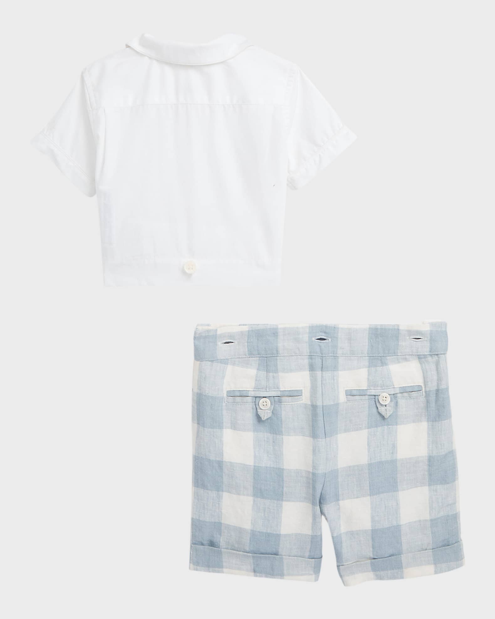 Ralph Lauren Childrenswear Boy's Linen Gingham Shorts W/ Button Down Shirt,  Size 9M-24M | Neiman Marcus