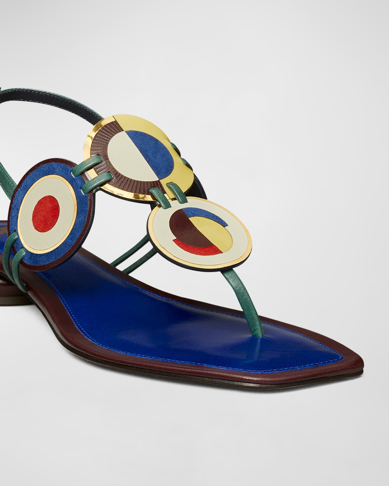 Tory Burch Marquetry Disk Slingback Sandals Neiman Marcus