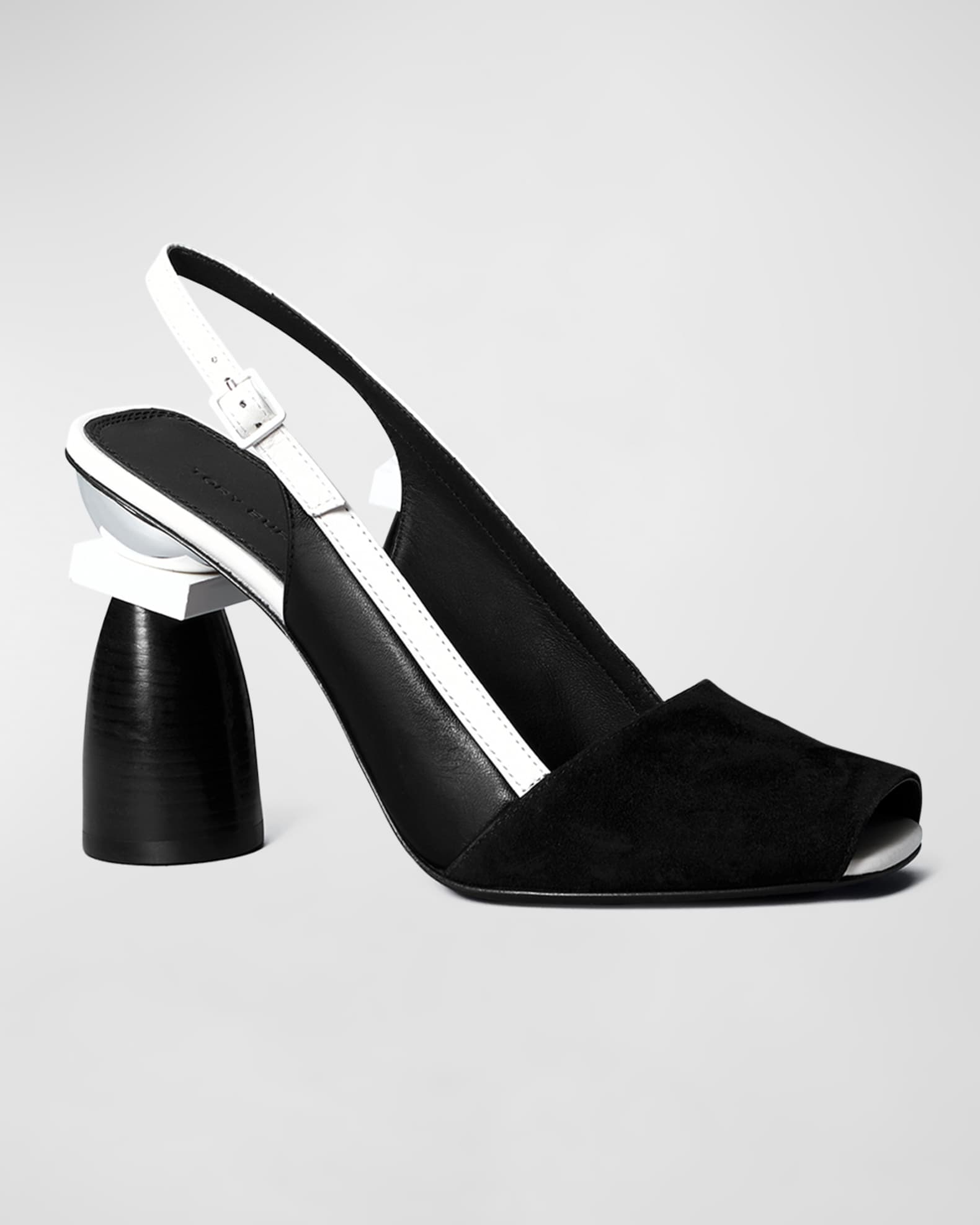 Tory Burch Marquetry Bicolor Peep-Toe Slingback Sandals | Neiman Marcus