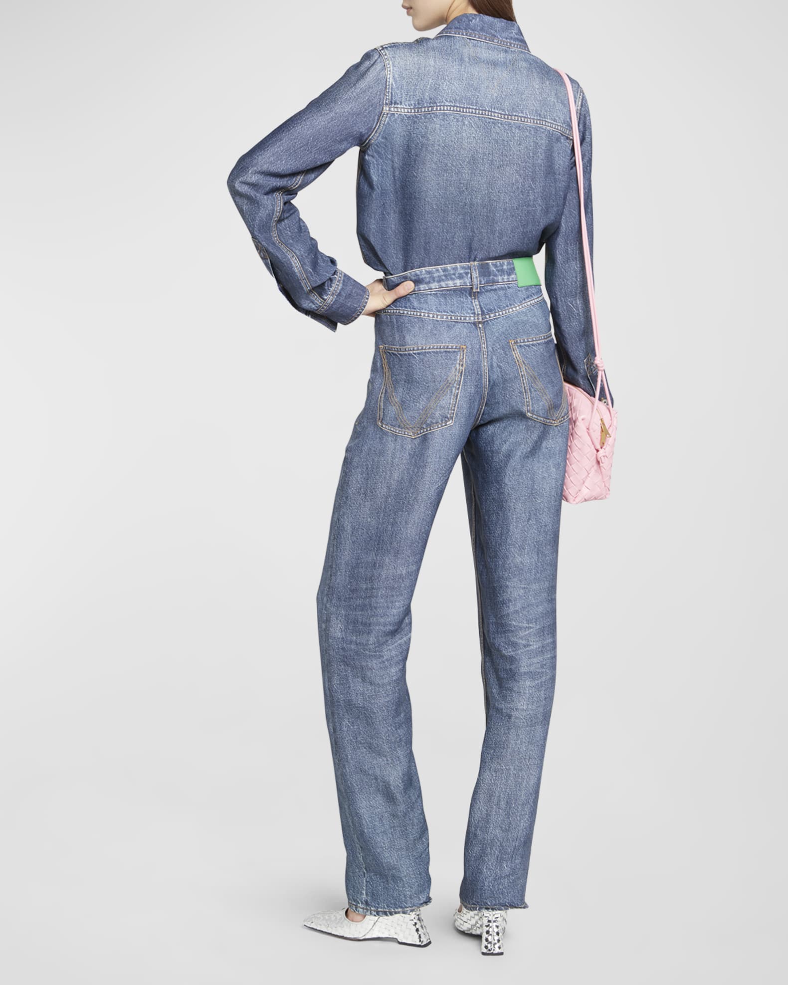 Bottega Veneta Trompe L'Oeil Denim-Print Straight-Leg
