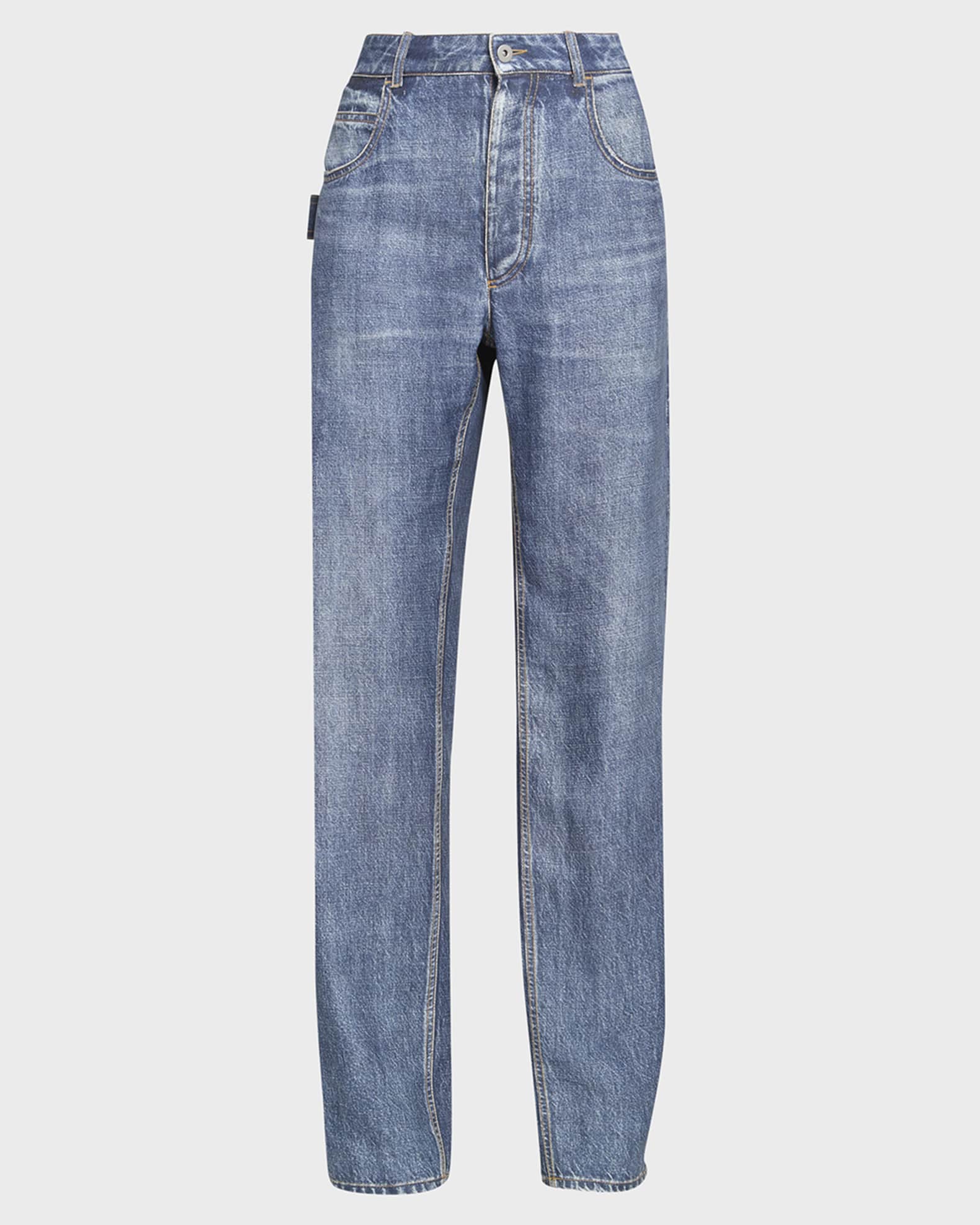 超人気高品質 Veneta Bottega Trompe Straight-Leg Denim-Print L'Oeil パンツ