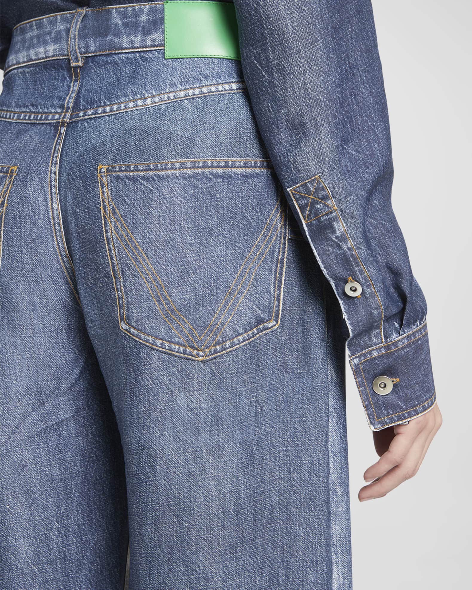 Bottega Veneta Trompe L'Oeil Denim-Print Straight-Leg