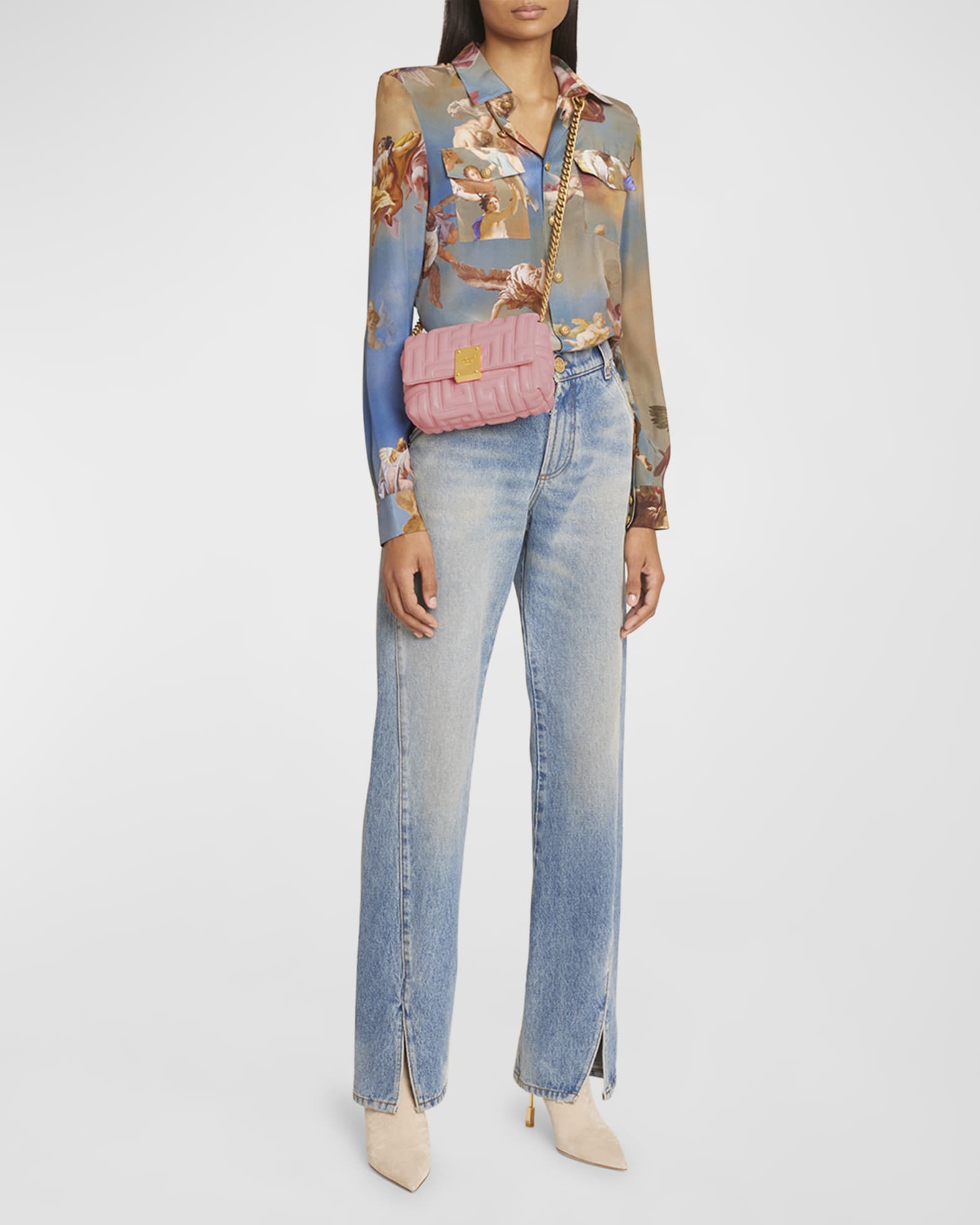 Balmain 1945 Mini QuiltEmbossed Shoulder Bag Neiman Marcus