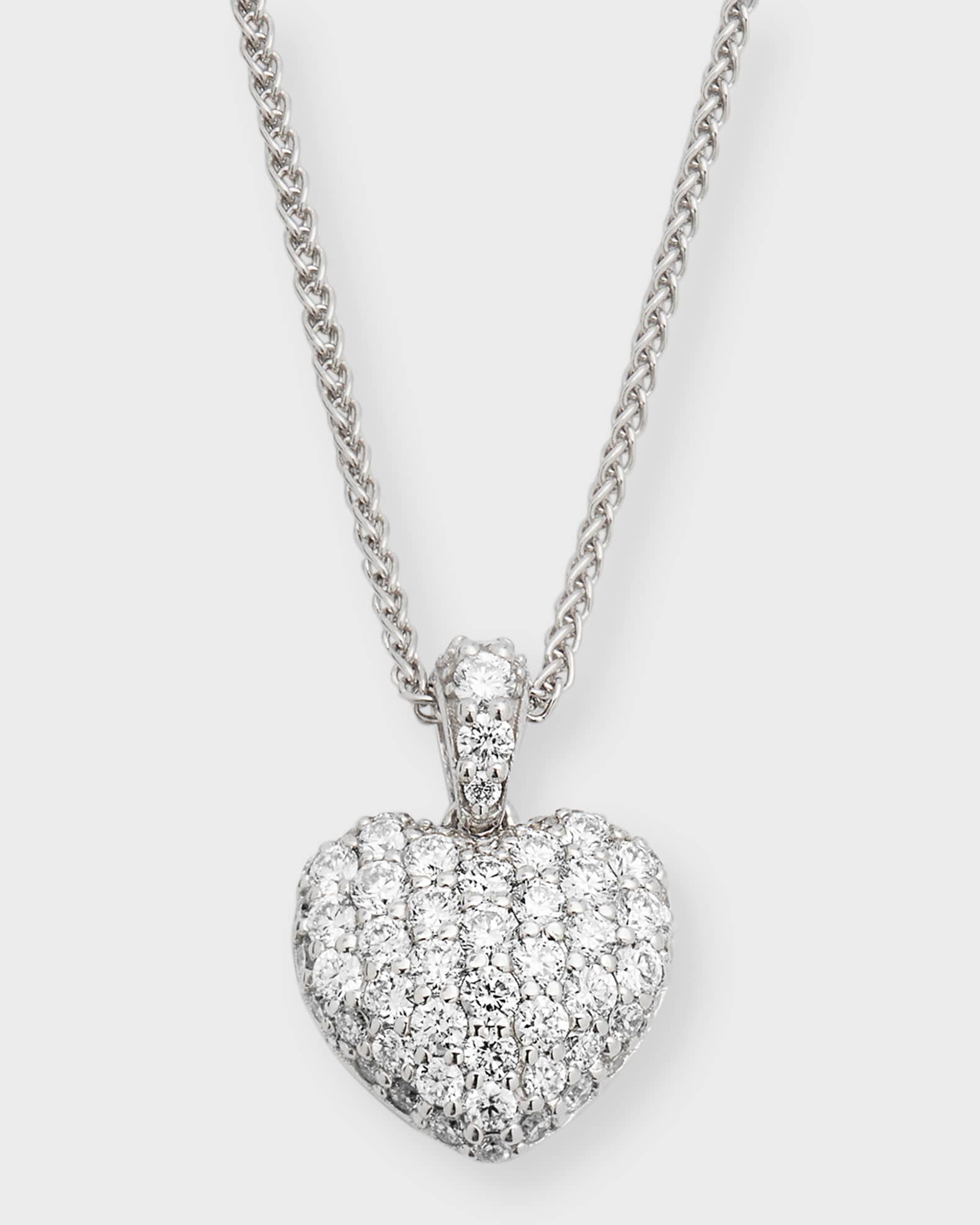Neiman Marcus Diamonds 18k White Gold Diamond Heart Pendant Necklace