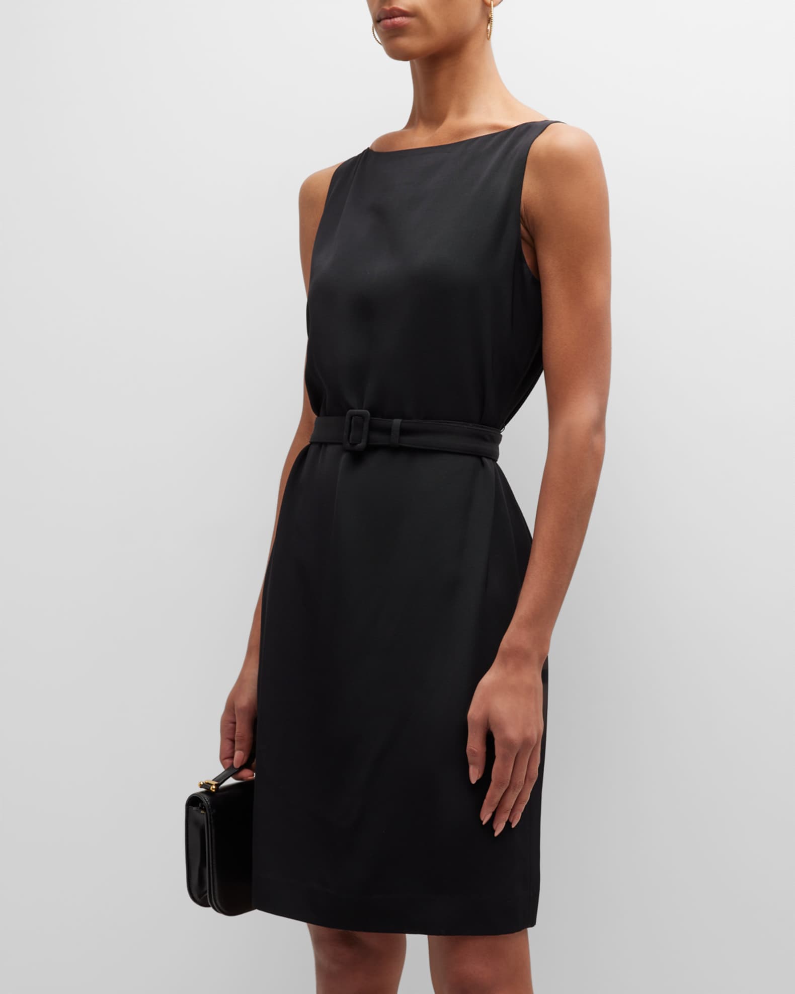 THEORY Womens Black Zippered Sleeveless Scoop Neck Short Evening Sheath Dress main image 1