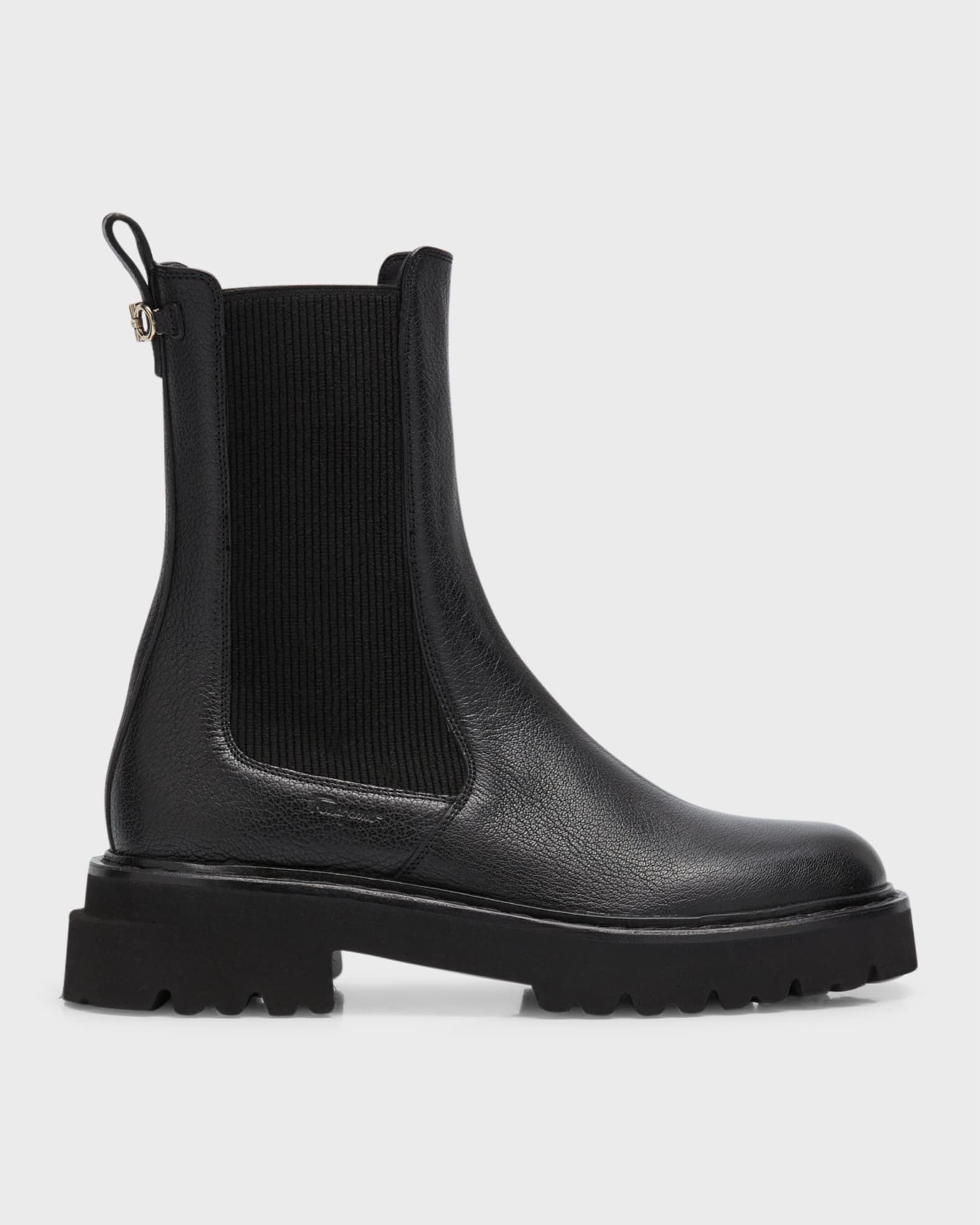 Ferragamo Oderico Leather Chelsea Moto Booties