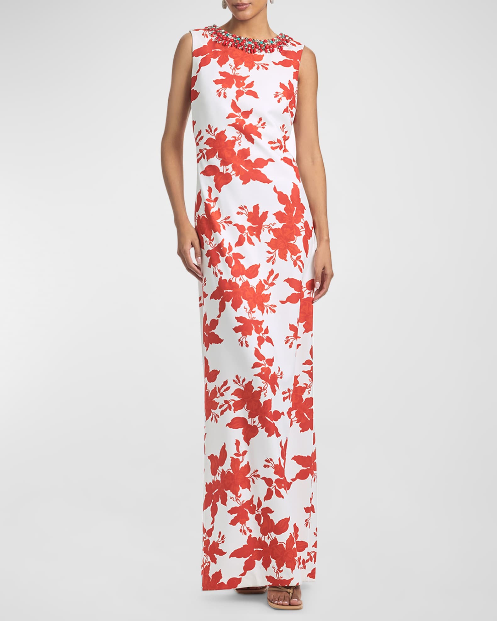 Sachin & Babi Juliana Embellished Floral-Print Column Gown | Neiman Marcus