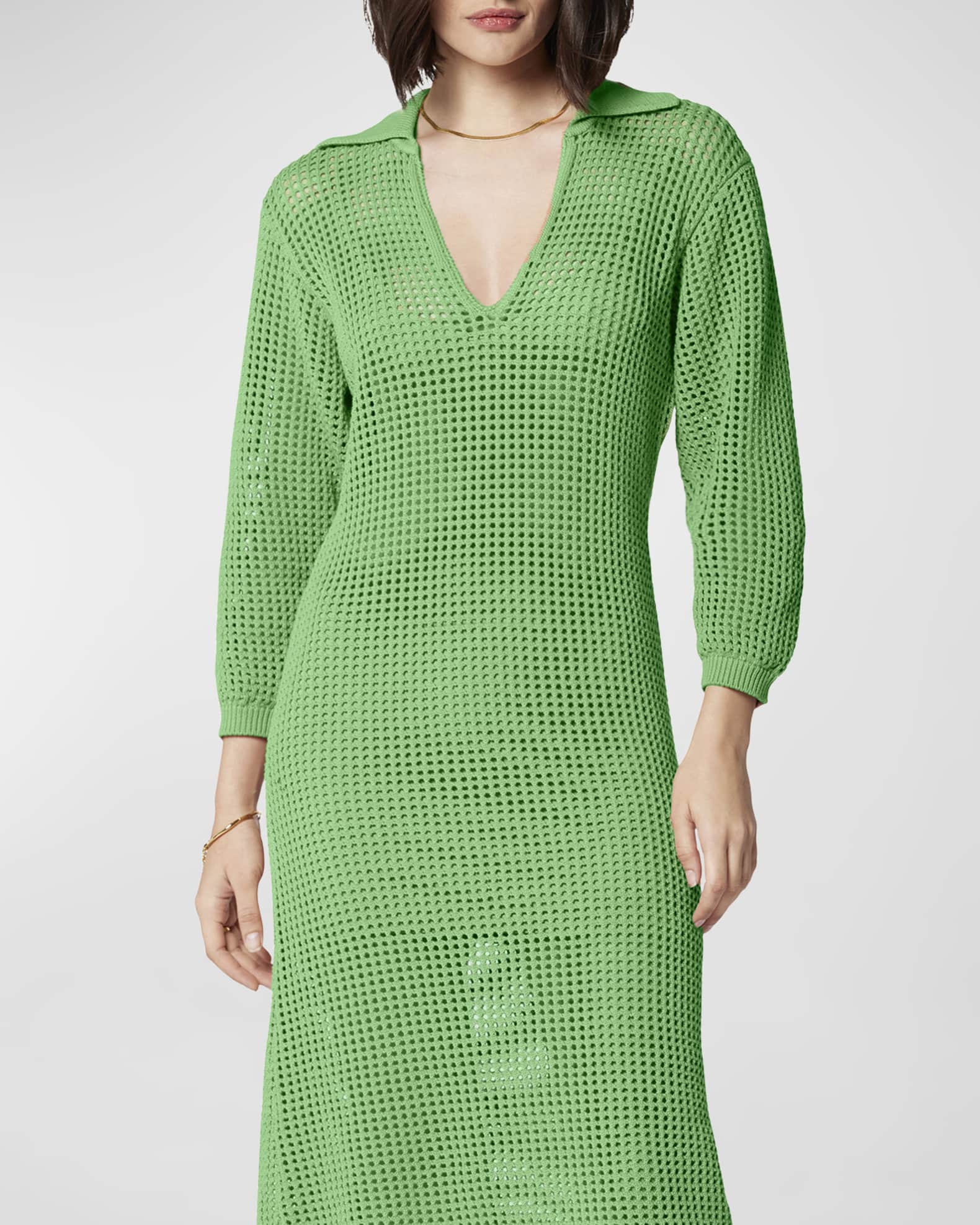 Equipment Remy BlousonSleeve Net Midi Dress Neiman Marcus