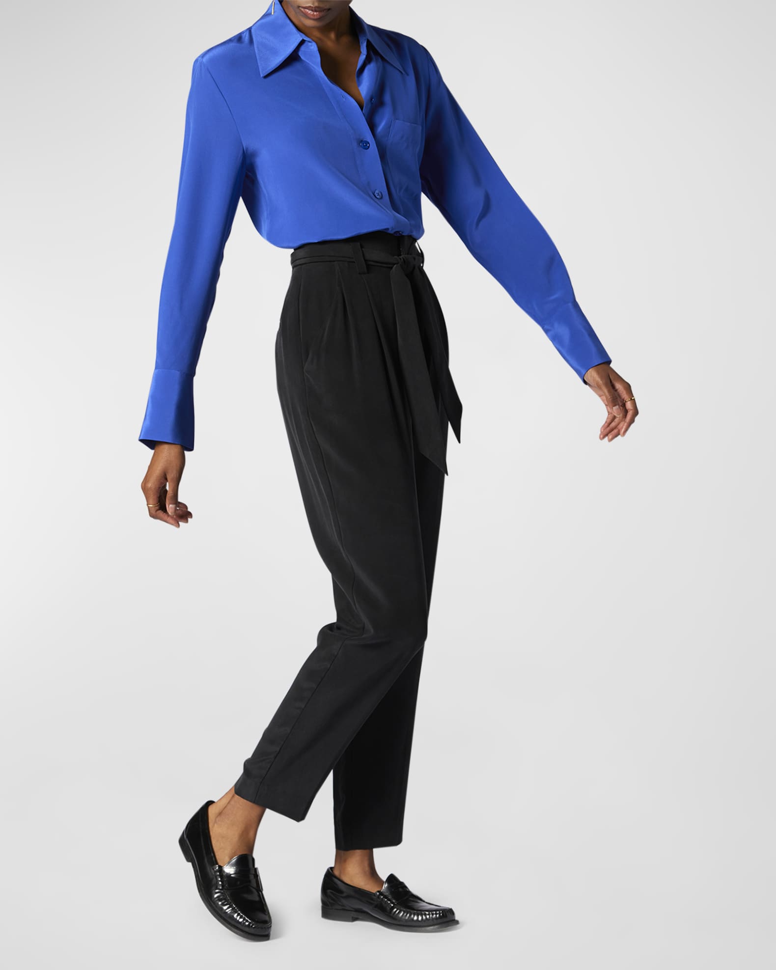 Equipment Quinne SpreadCollar ButtonDown Silk Shirt Neiman Marcus