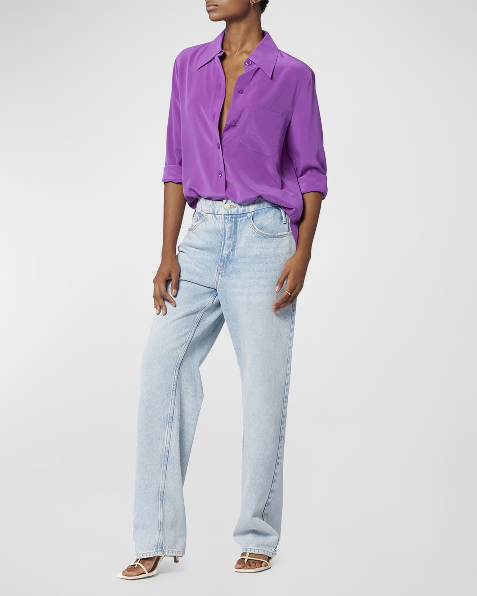 Equipment Quinne SpreadCollar ButtonDown Silk Shirt Neiman Marcus