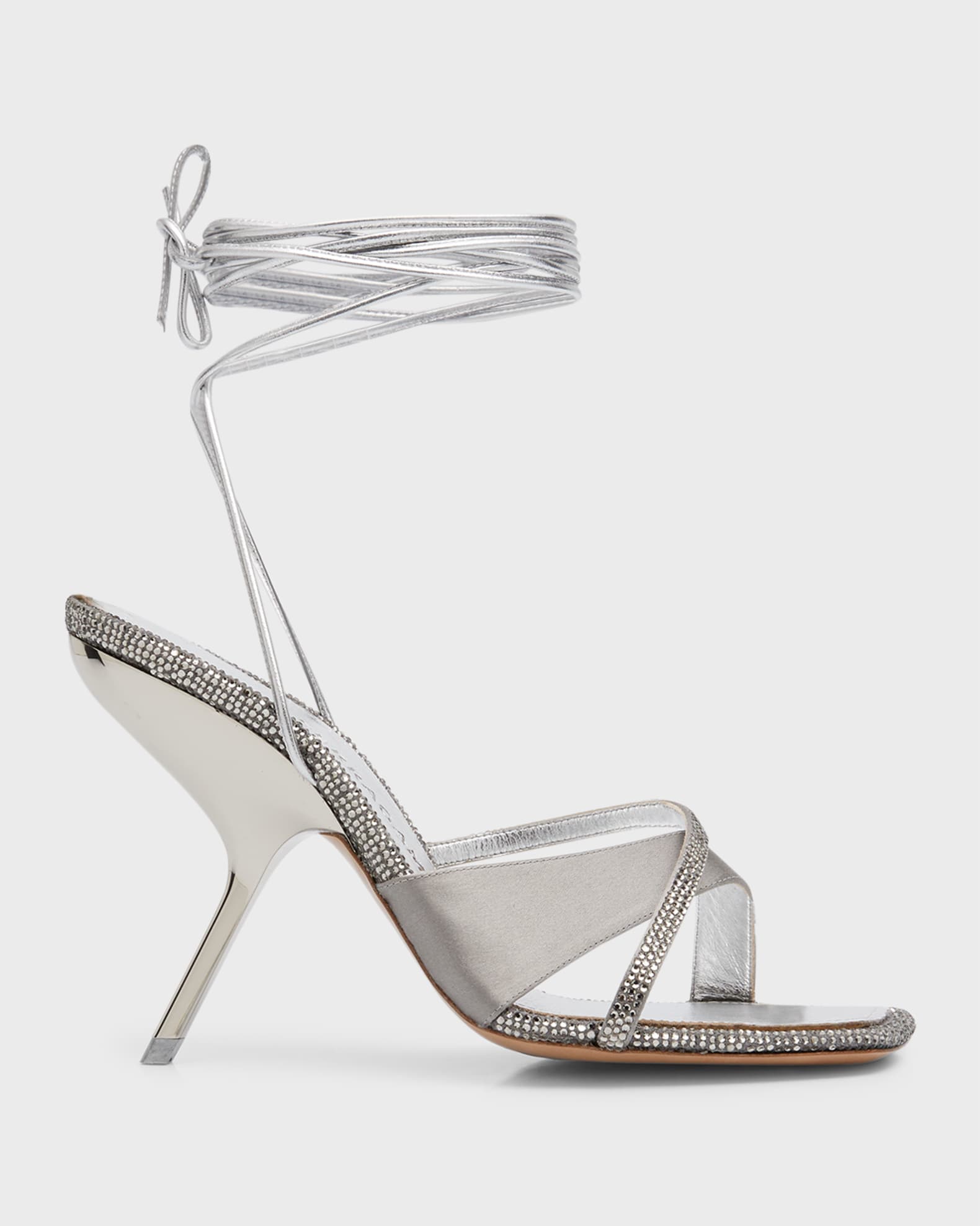 Ferragamo Allegra Crystal Metallic Ankle-Tie Sandals | Neiman Marcus
