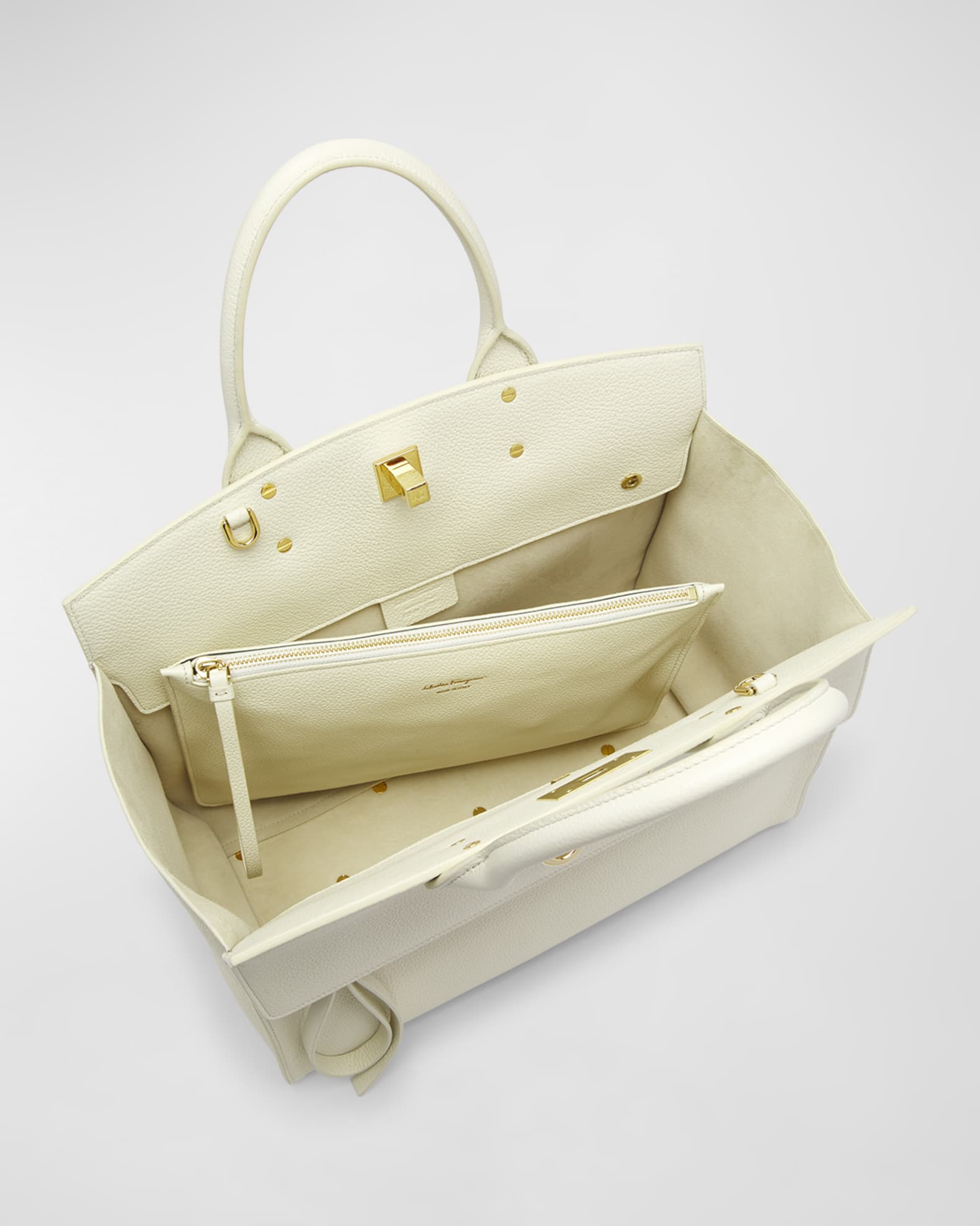 Salvatore Ferragamo The Studio Top Handle Bag Mascarpone